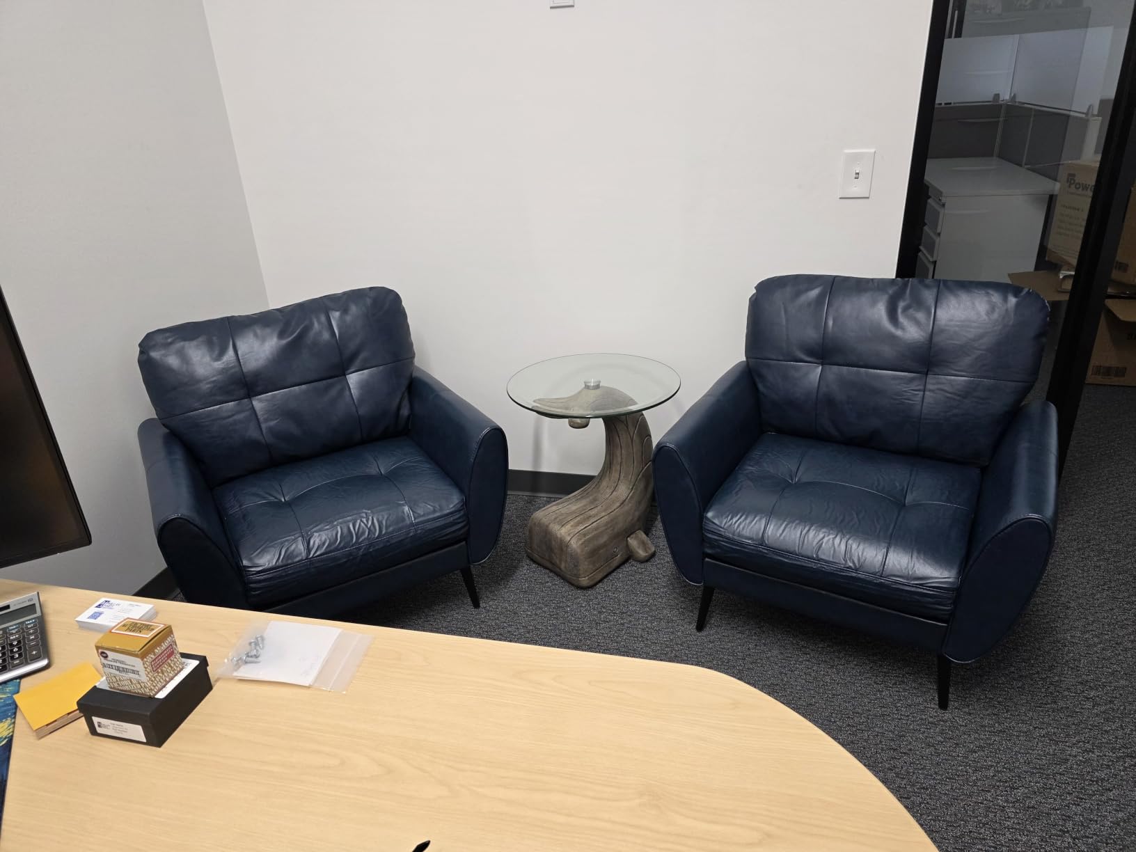 Brown Leather Accent Chairs Set of 2, Tufted Reading Chairs for Living Room customer photo 2