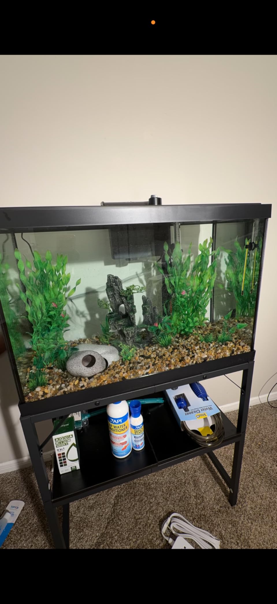 MAHANCRIS 20 Gallon Fish Tank Stand, Aquarium Stand with 2-Tier Storage Shelves, Heavy Duty Breeder Turtle Terrarium Stand Rack for Home Office, 24.0