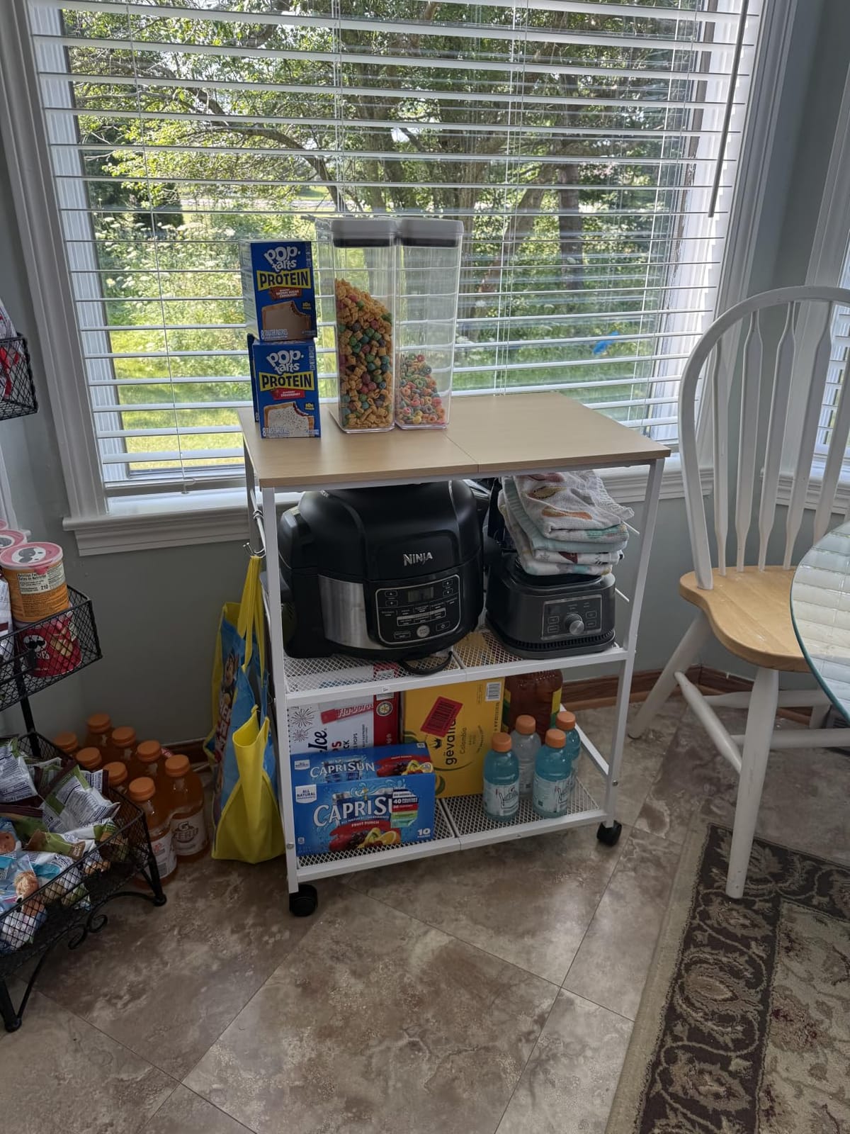 ThreeHio Rolling Kitchen Microwave Cart, 3 Tier Microwave Table Stand with Storage, Kitchen Utility Cart on Lockable Wheels, Small Coffee Cart Shelf Rack Organizer for Living Room Office, Balcony customer photo 1