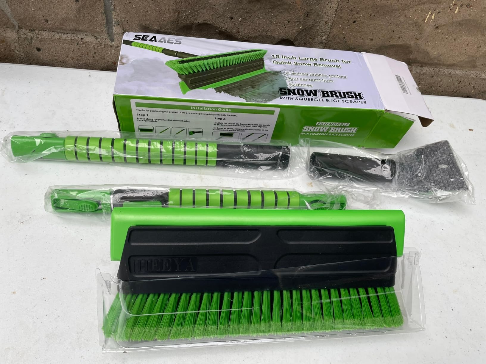 SEAAES 56 Inch Truck Snow Brush Scraper Long Handle Snow Broom for SUV customer photo 2