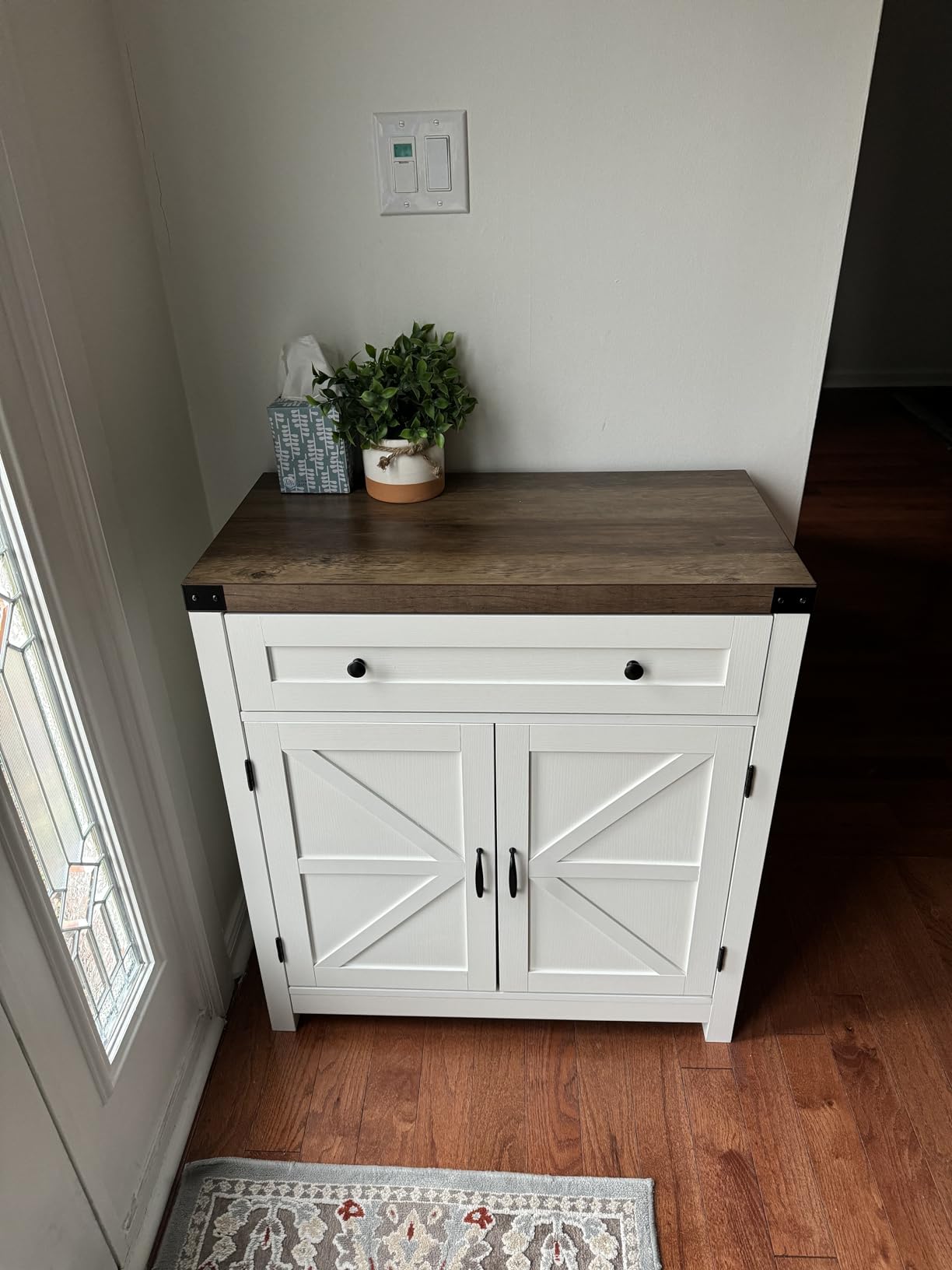 HOSTACK Kitchen Storage Cabinet, Farmhouse Coffee Bar Cabinet, Dark Brown customer photo 1