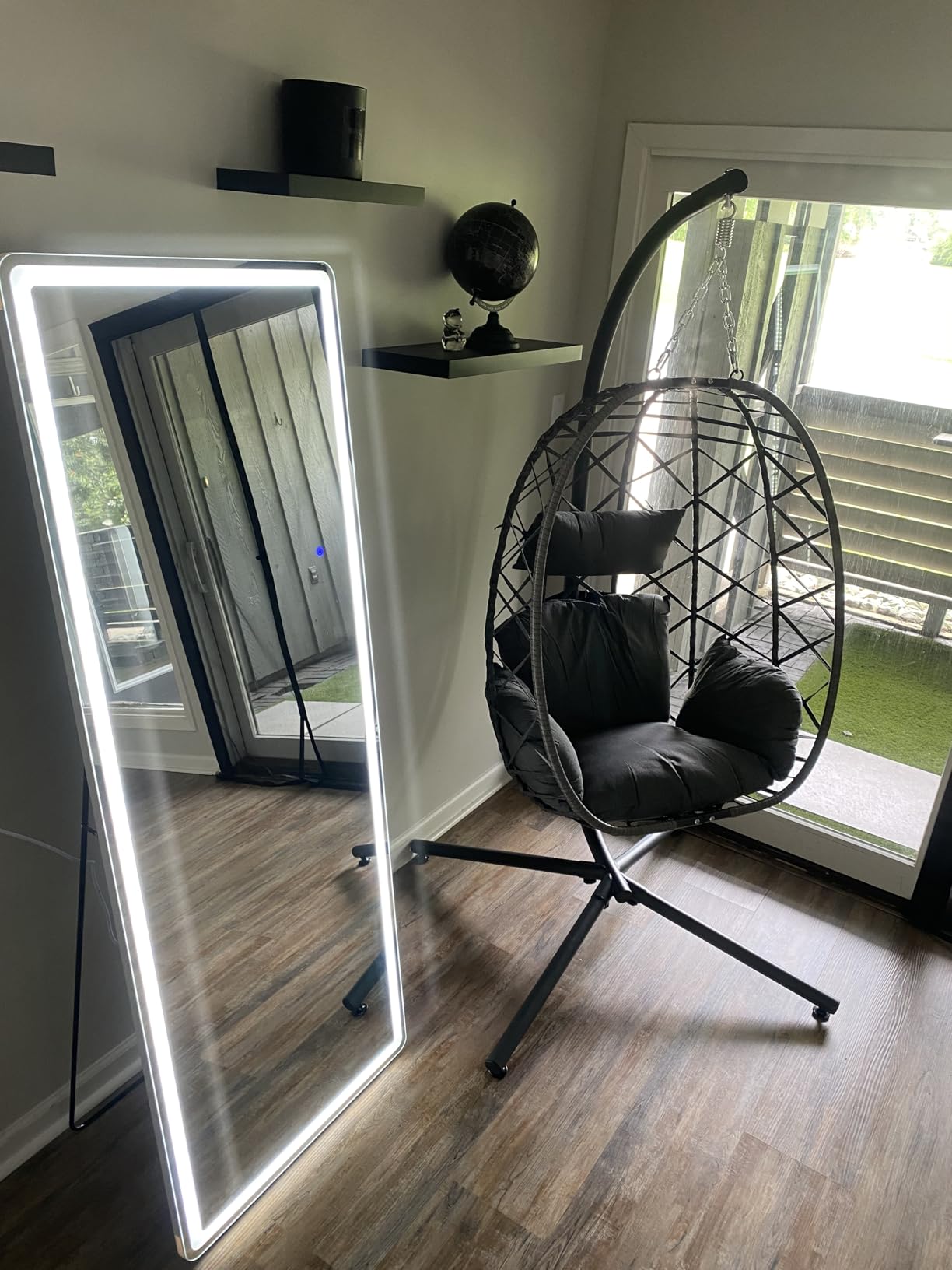 Easly 26x68 inch Full Length Mirror with Lights, LED Lighted Floor Standing, Hanging Mirror Full Length with Stand Free, Full Body Dressing Mirrors with Dimmable 3 Color LED customer photo 2