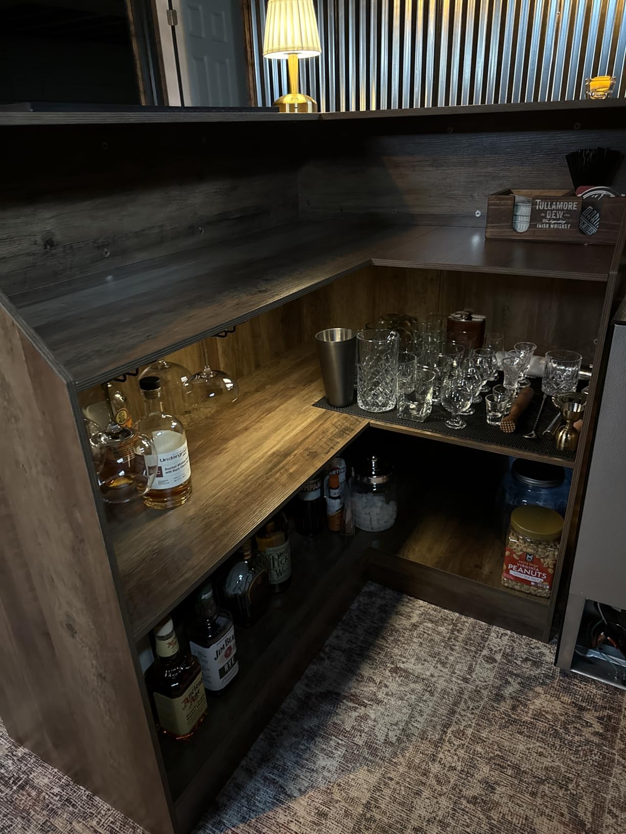 Tribesigns L-Shaped Bar Cabinet, 4-Tier Corner Bar Unit with Stemware Racks, Black customer photo 1
