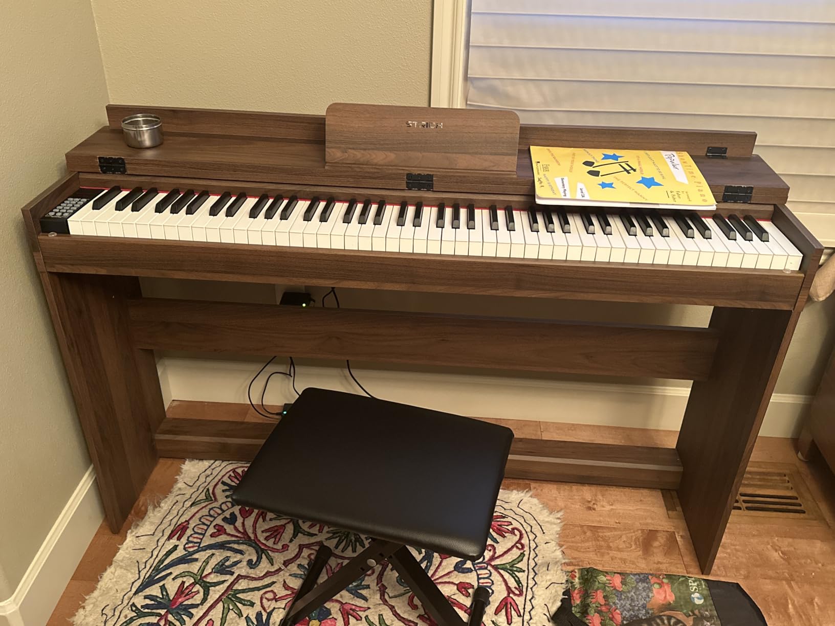 STRICH Digital Piano 88 Keys, Hammer-Action Weighted Keyboard, Full size Electric Piano Keyboard with Furniture Stand, 25Wx2 Speakers, Supports USB-MIDI/Wireless Connect, SDP-300W (Color Walnut Wood) customer photo 2