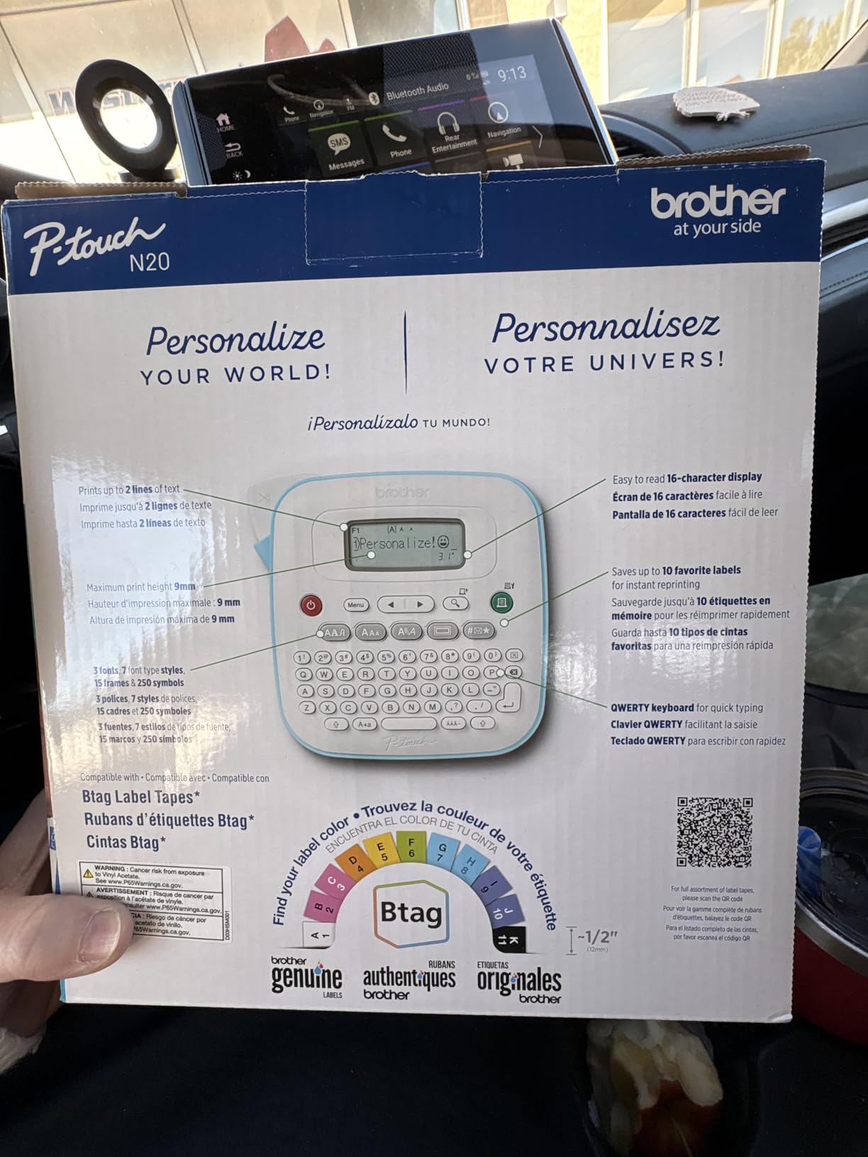 Brother P-Touch PT-N20 Personal Desktop Label Maker, Portable, Handheld and Prints, P-Touch Btag ~1/2 inch (12mm) Wide Color Personalized Label Tapes customer photo 2