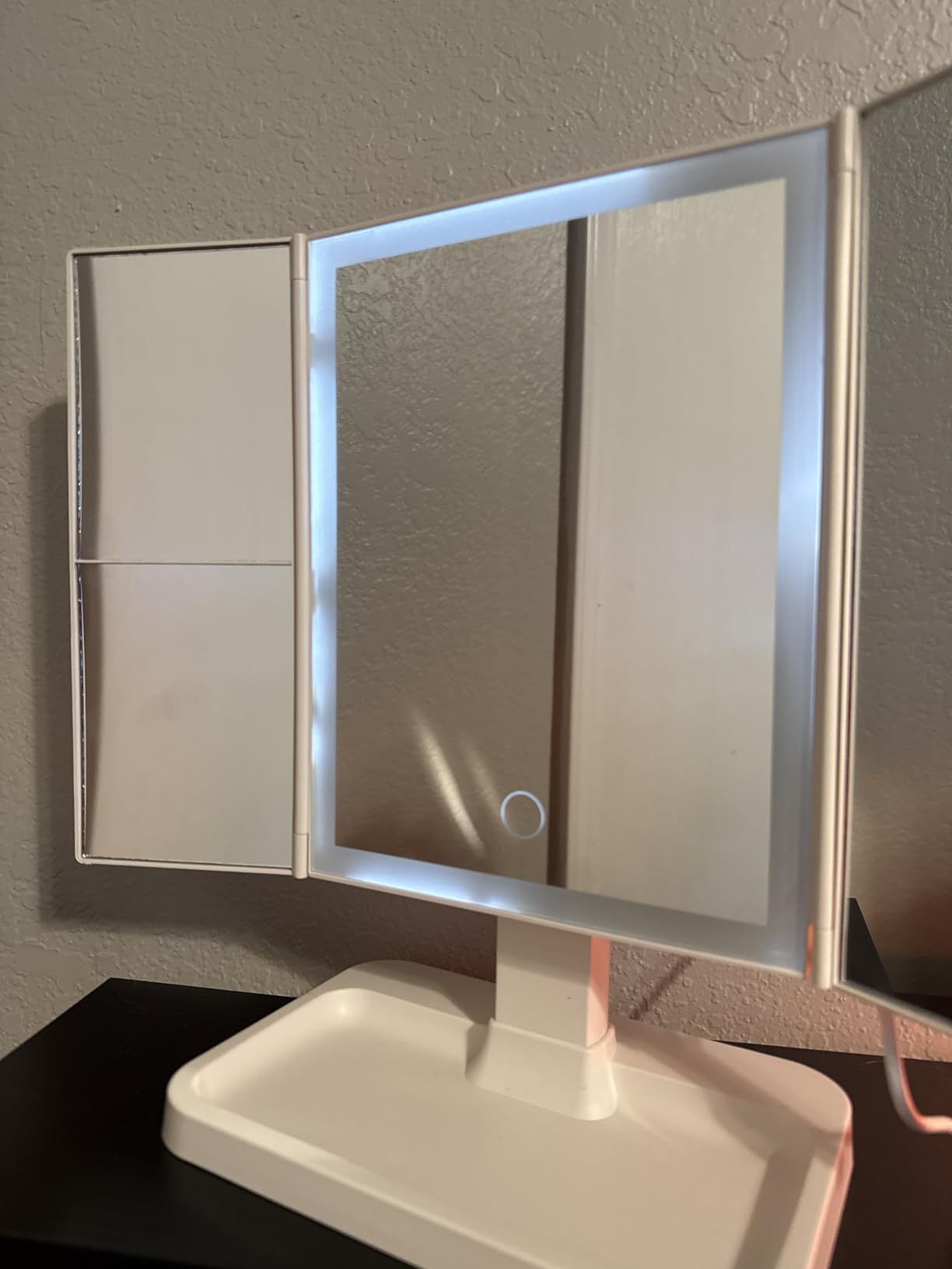 HIGDBFE Small Makeup Vanity Desk 27.5''W with Mirror and Lights, White | 3 Drawers, USB Lighted Mirror, Height-Adjustable Stand, Fabric Drawers, Girls/Kids Gifts, Bedroom, Small Space, Dorm customer photo 1