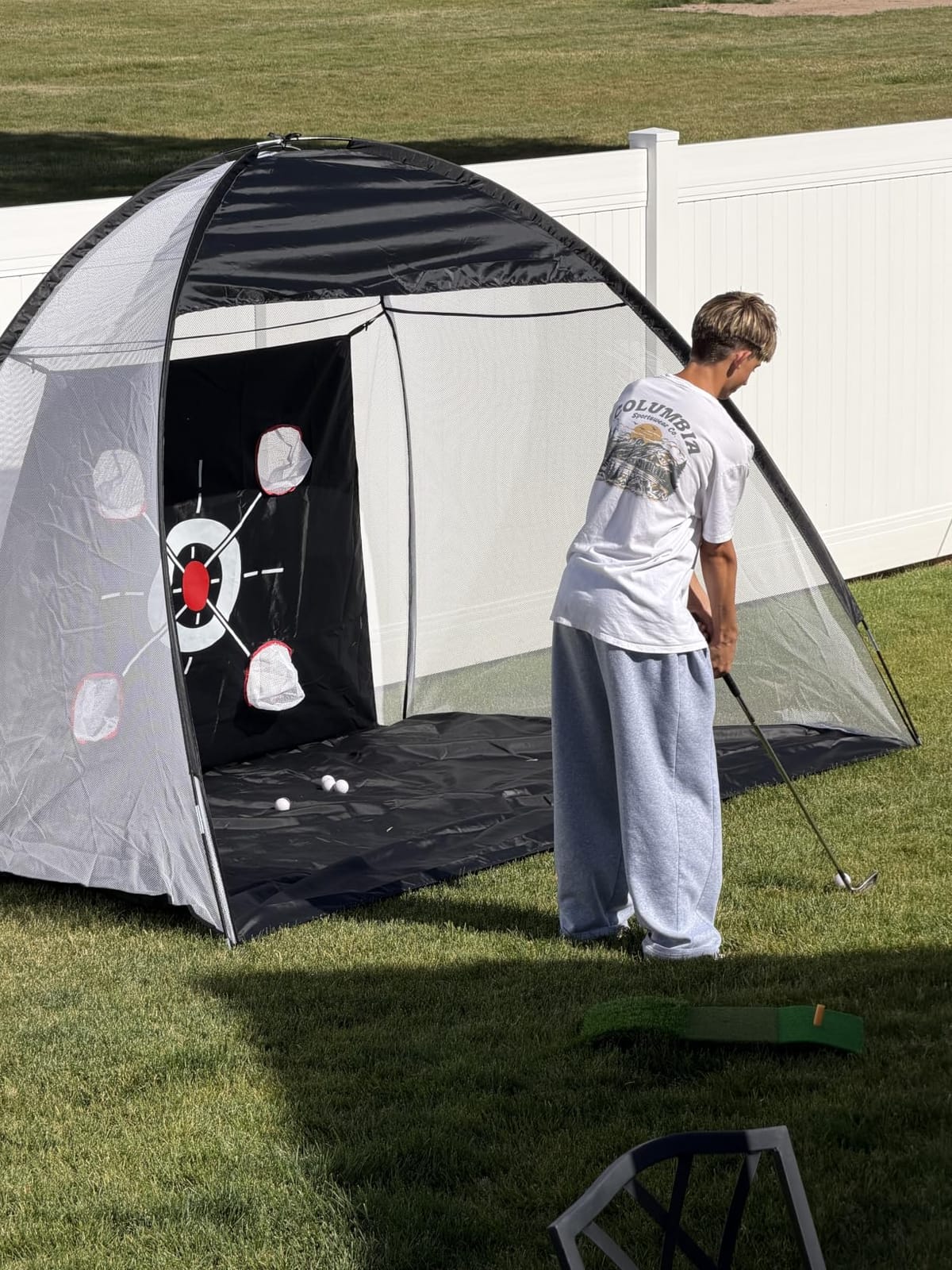 Golf Net with Practice Mat,Golf Hitting Aid Nets 10x7FT for Backyard Driving Chipping Training Swing with Target Mat Balls for Outdoor Indoor，Gifts for Men Dad Him and Golfer customer photo 1