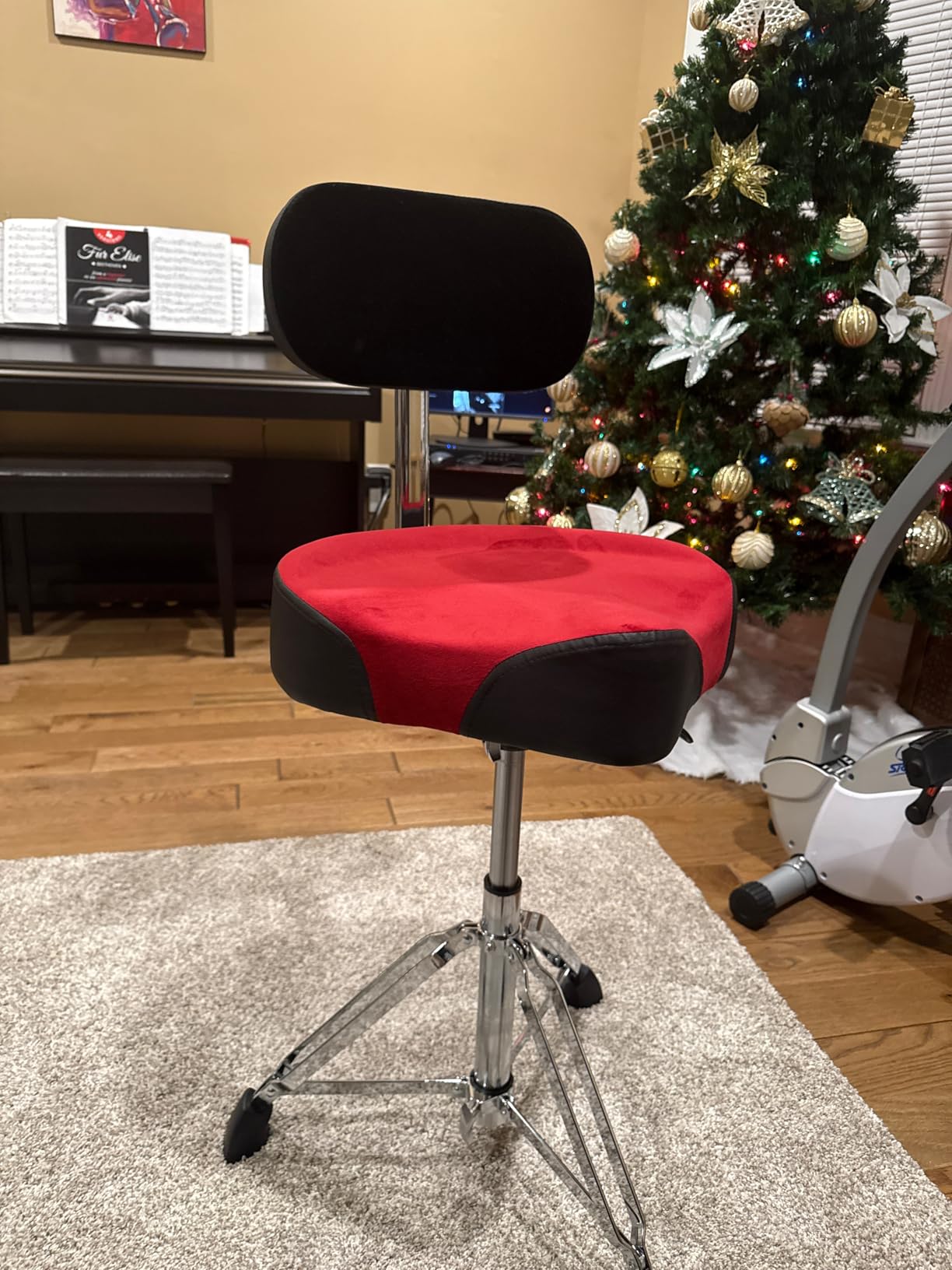 AKLOT Saddle Drum Throne, Hydraulic Druming Throne, Heavy Duty Seat, Height Adjustable Plush Chair, Motorcycle Style Drum Stool for Adults Drummers Grey customer photo 2