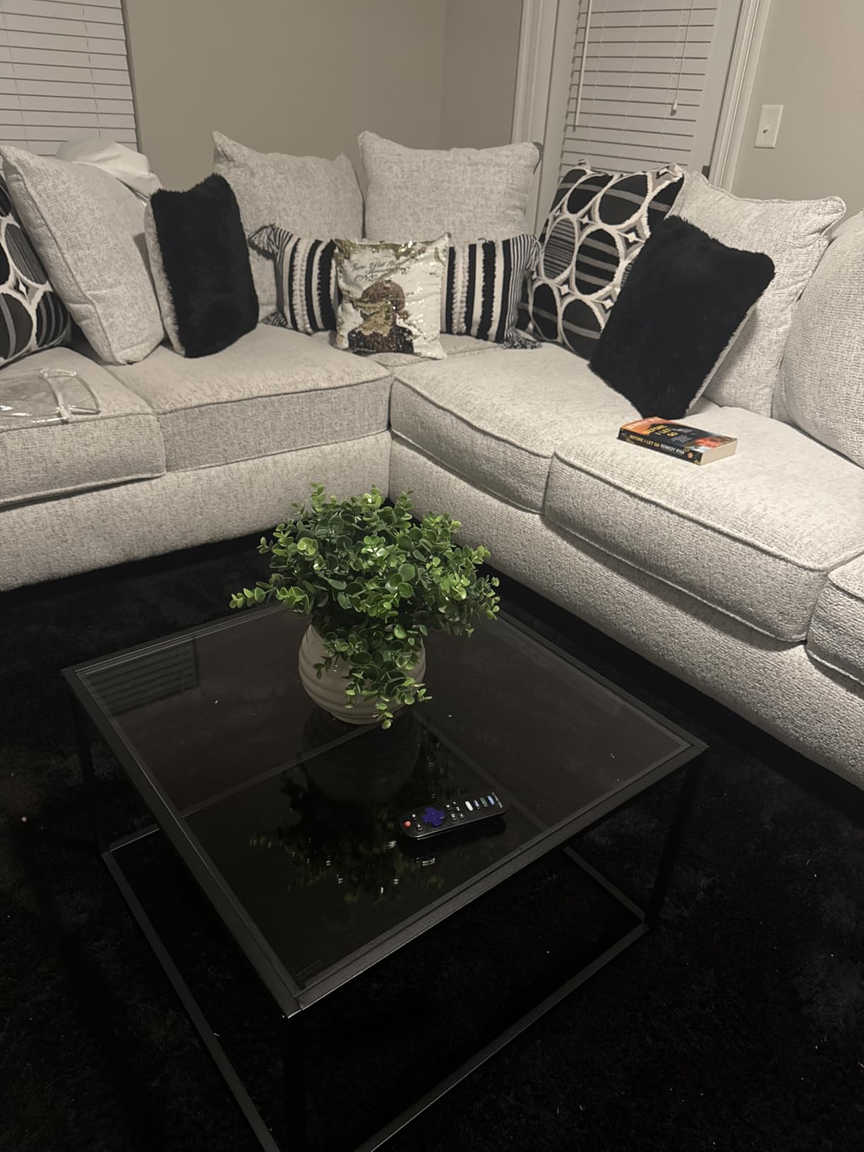 Glass Coffee Table Modern Center Table,Minimalist Coffee Table Sofa Side Tea Table for Living Room,Tempered Glass-top with Sturdy Metal Frame, Easy Assembly,26.4 x 26.4 x 15.7 Inches, Black customer photo 2