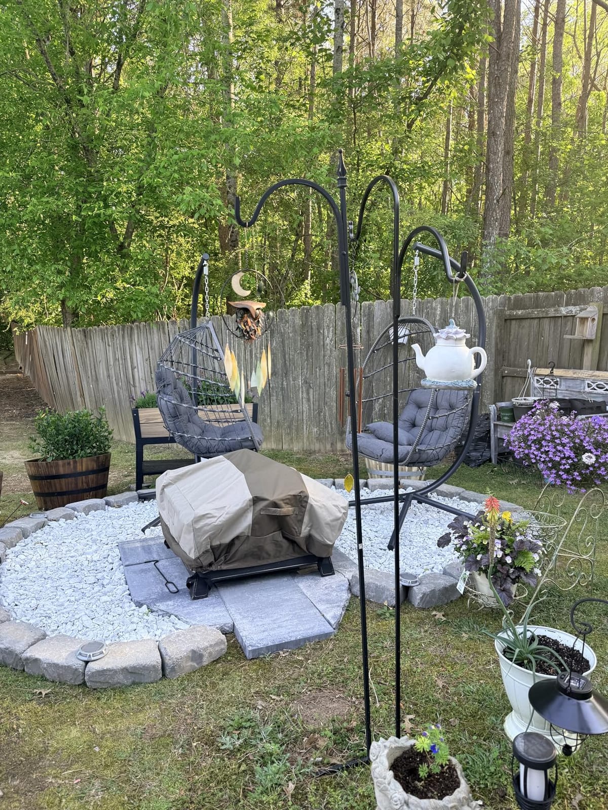 SWITTE Egg Chair Outdoor with Stand, Indoor Wicker Hanging Egg Swing, Grey customer photo 1