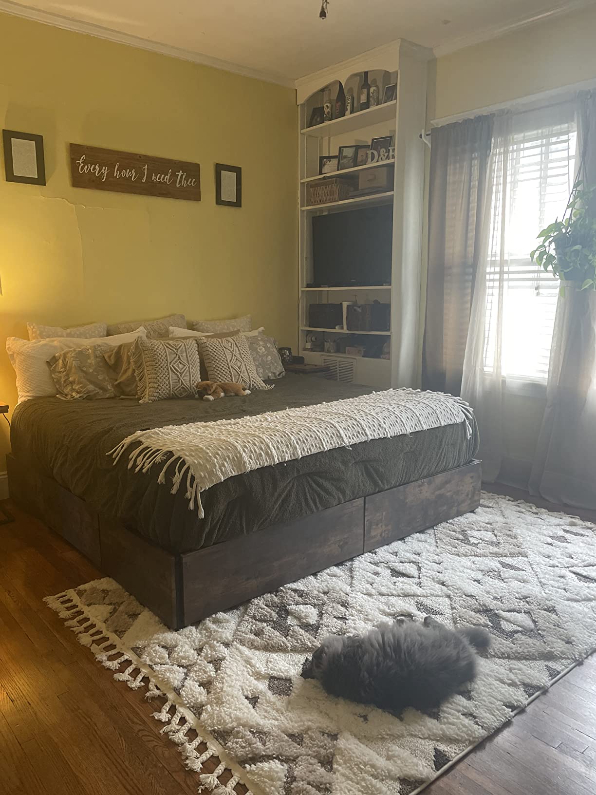 LIKIMIO Queen Bed Frame with 4 Storage Drawers, Charcoal Grey customer photo 1