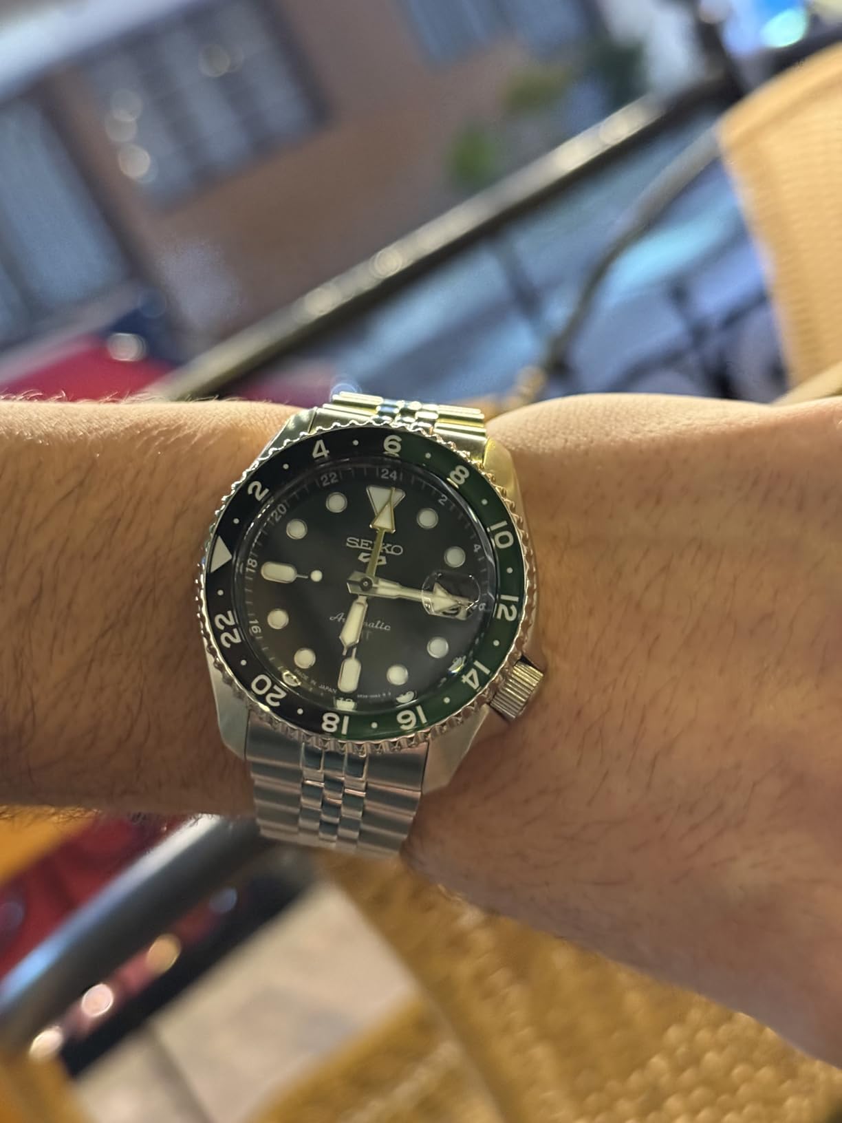 SEIKO 5 Sports SKX GMT Automatic Green Dial Sprite Bezel Men's Watch SSK035 customer photo 1