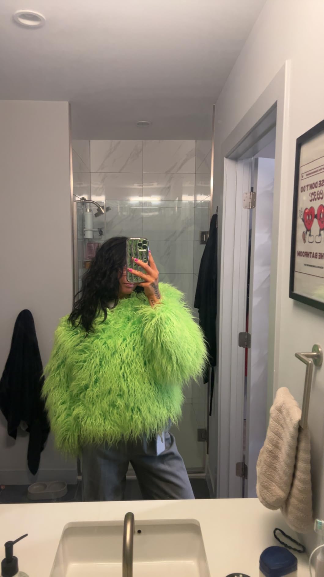 Winter Fluffy Faux Fur Coat Women's Shaggy Jacket Long Sleeve Outwear customer photo 1