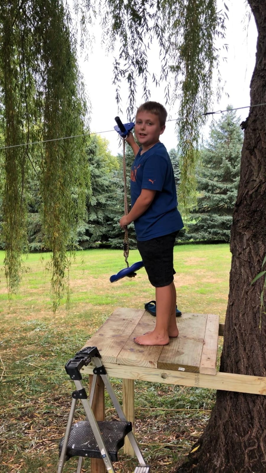 CTSC Zipline for Kids and Adult, Zip line Kits for Backyard with Stainless Steel Spring Brake, Cable Tensioning Kit, Safety Harness, 2 Tree Protectors and Full Set of Zip line Accessories customer photo 2