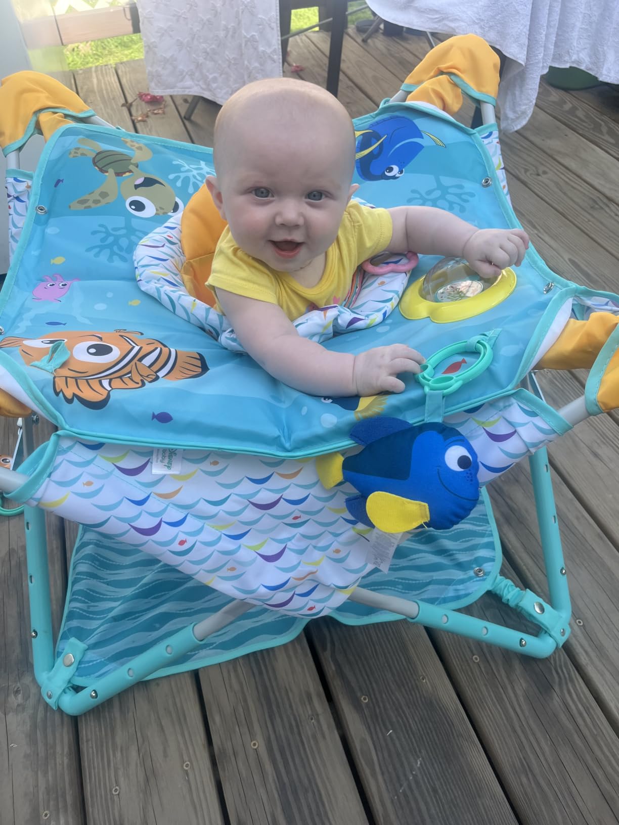 Bright Starts Pop 'N Jump Portable Baby Jumper, Foldable Indoor/Outdoor Baby Jumper with Owl Forest Sensory Activities, Ages 6–12 Months customer photo 2