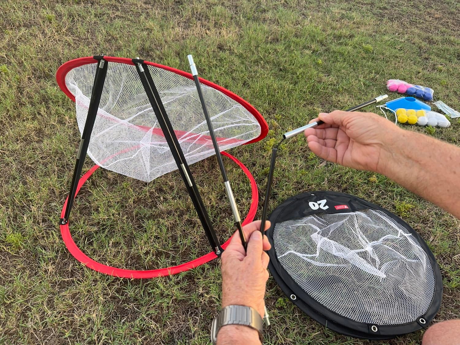 Vitality Sports Golf Chipping Net, 3PCS Pop-Up Golf Practice Net for Backyard, Indoor Outdoor Chipping Game with 3 Targets, 1 Hitting Mat, 20 Balls, Tee Box customer photo 2