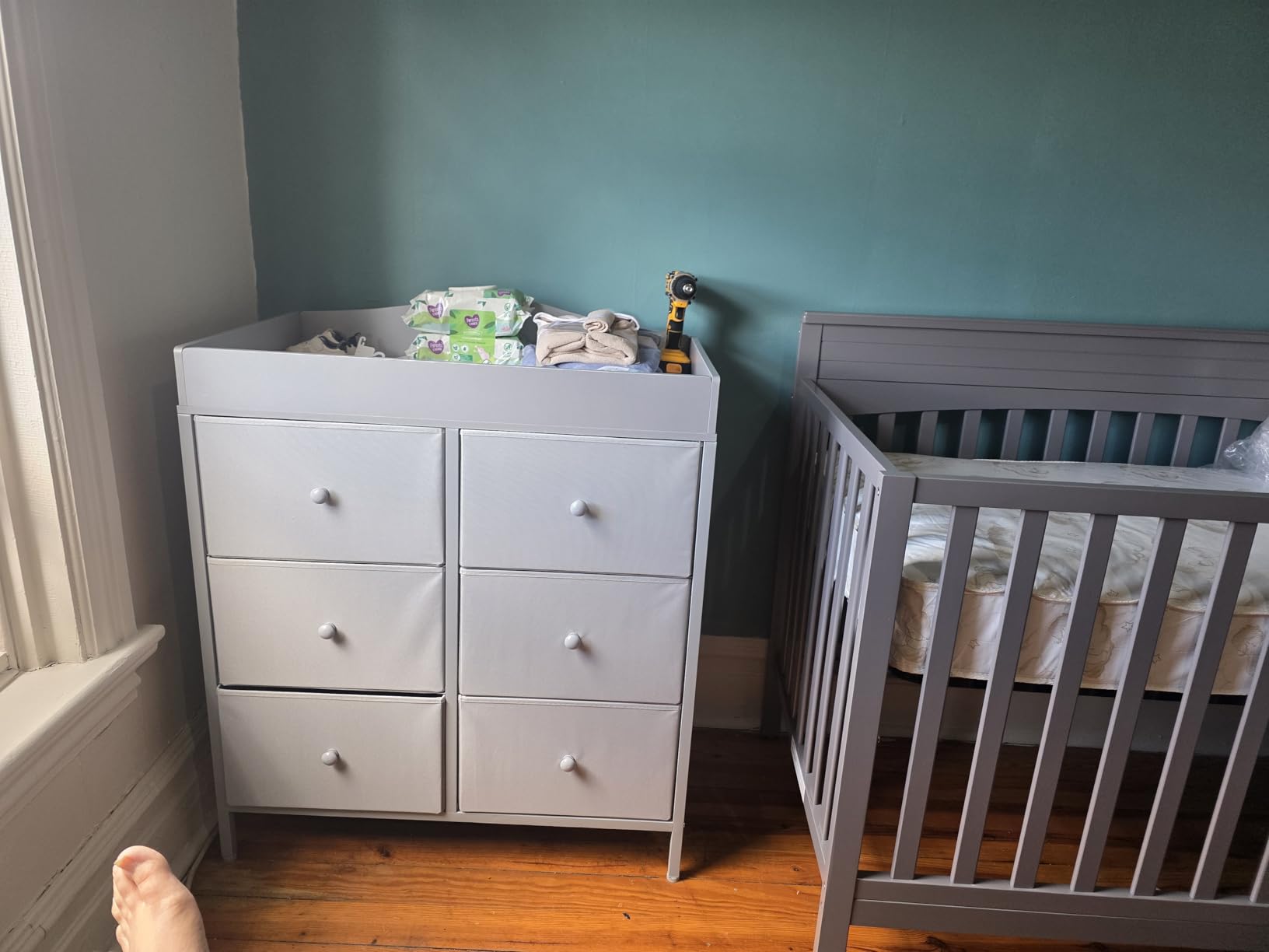 BOLUO White Changing Table Dresser with 6 Drawers Baby Dresser with Changing Table Top Diaper Changing Station with Storage for Nursery Modern customer photo 2