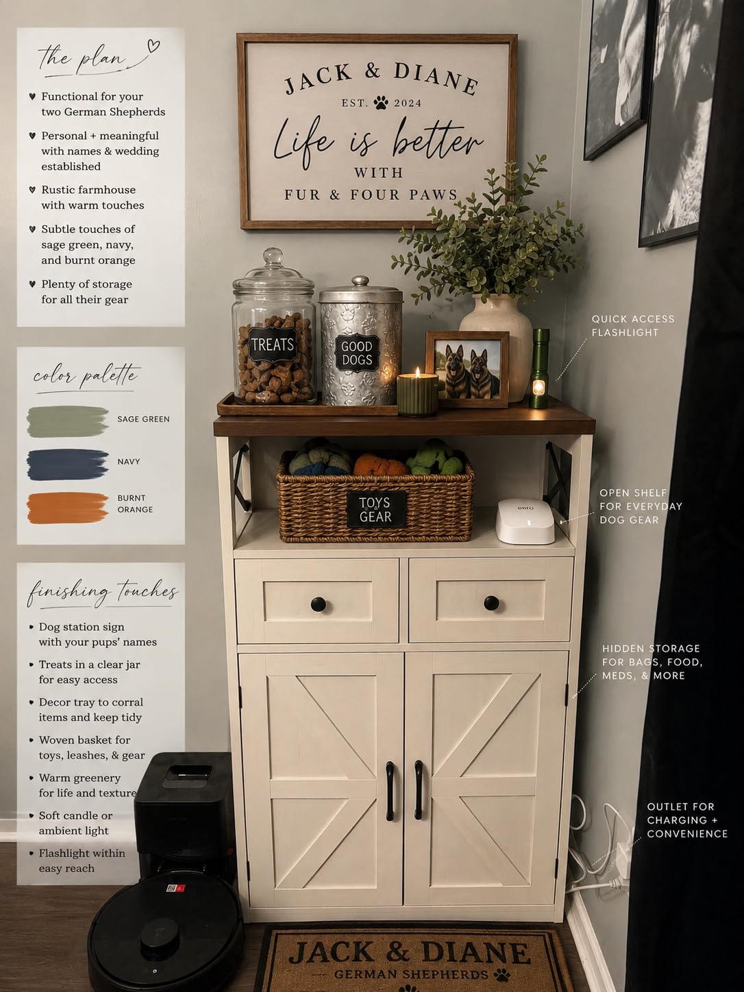 Farmhouse Storage Cabinet with Drawers, Small Kitchen Pantry Cabinet, Blue customer photo 1