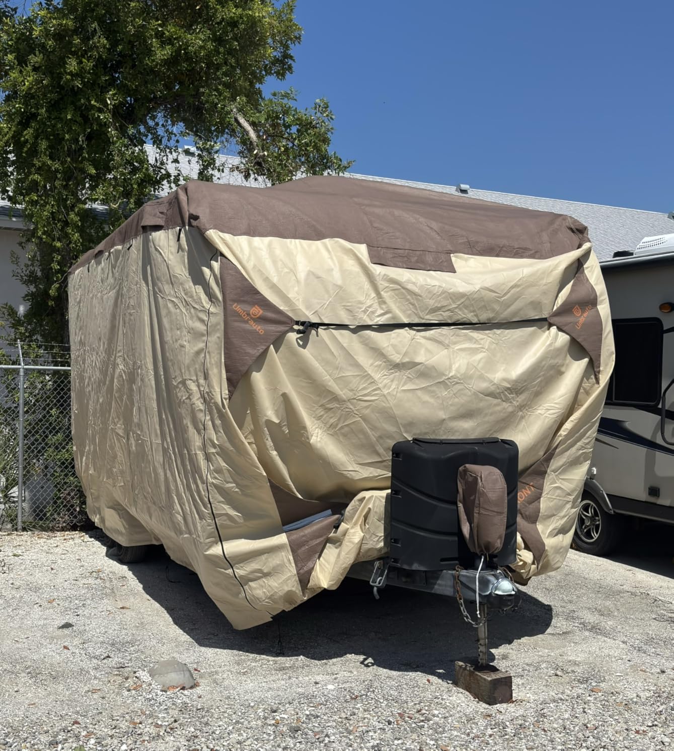 Umbrauto Class C RV Cover 23' ~ 26' – Upgraded Heavy-Duty 9-Layers Top Class C Motorhome Cover, Windproof & Breathable Toy Hauler Travel Trailer Covers Includes 3 Extra Straps & Gutter Covers customer photo 2