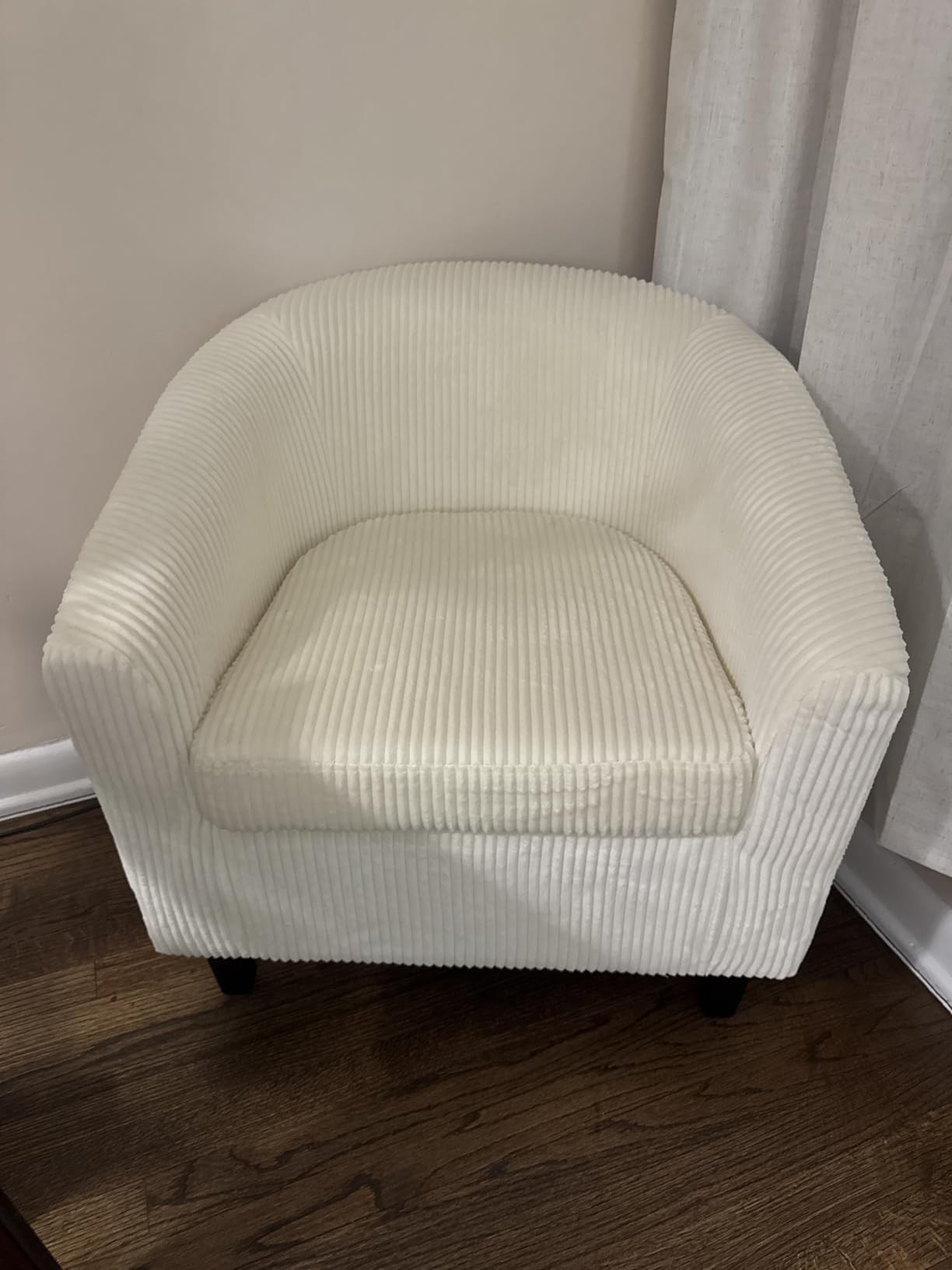 Yaheetech Accent Chairs, Corduroy Barrel Armchairs, Dark Green customer photo 2