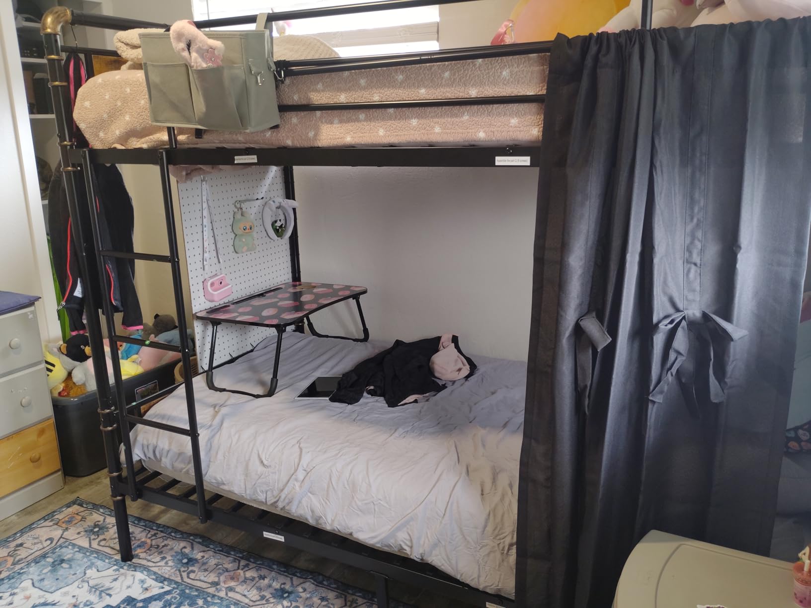 Jocoevol Metal Bunk Bed Twin Over Twin, Industrial Bunkbeds Heavy Duty Bed with Safety Guard Rails and Space-Saving Design, Steel Bed for School, Bedroom (Vintage Brown) customer photo 2