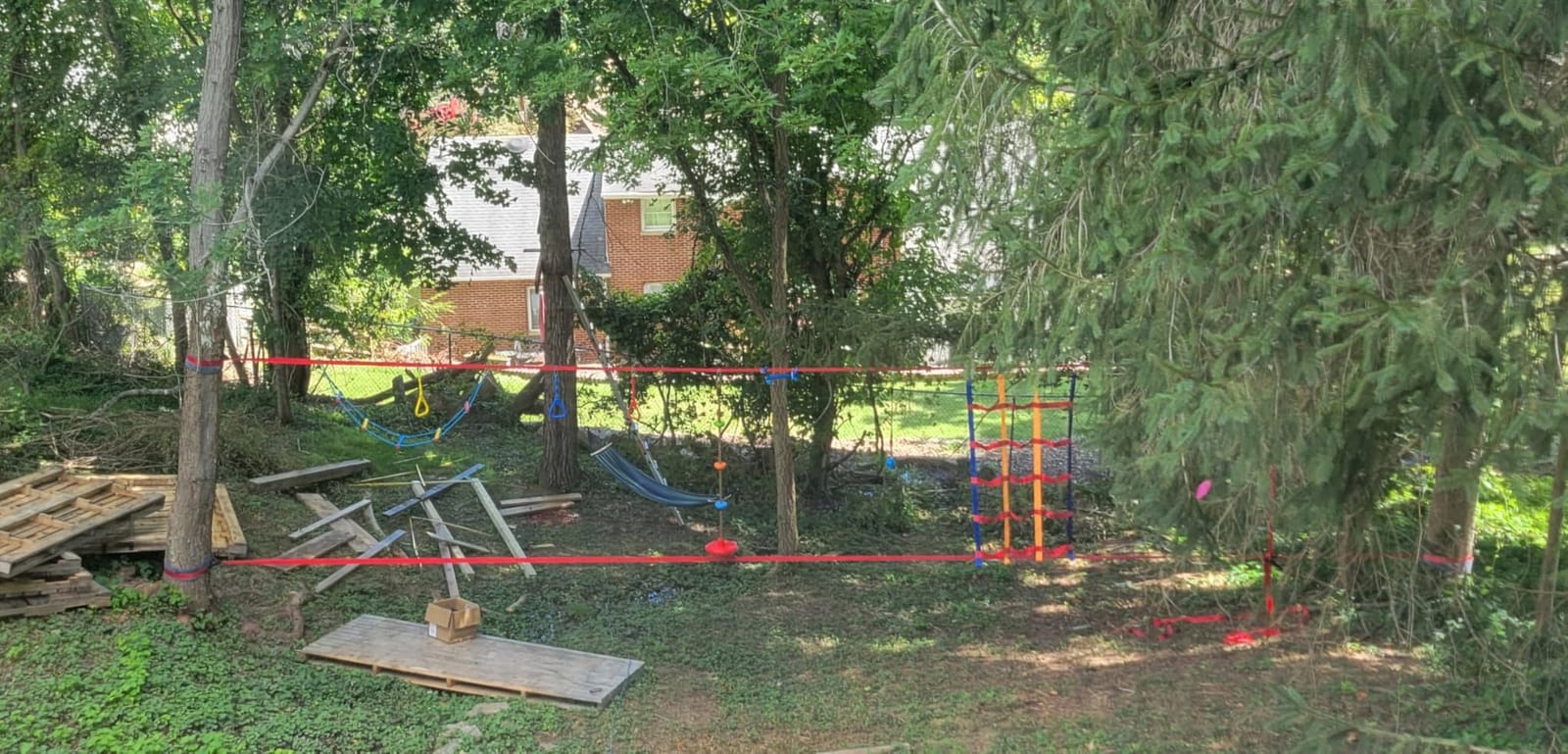 Ninja Warrior Obstacle Course for Kids-Playground Fitness Equipment Ninja Slackline with Multiple Accessories for Kids,Contain Swings,Rope ladders,Rings,Ninja Couse for Kids Outside (2x56ft) customer photo 2