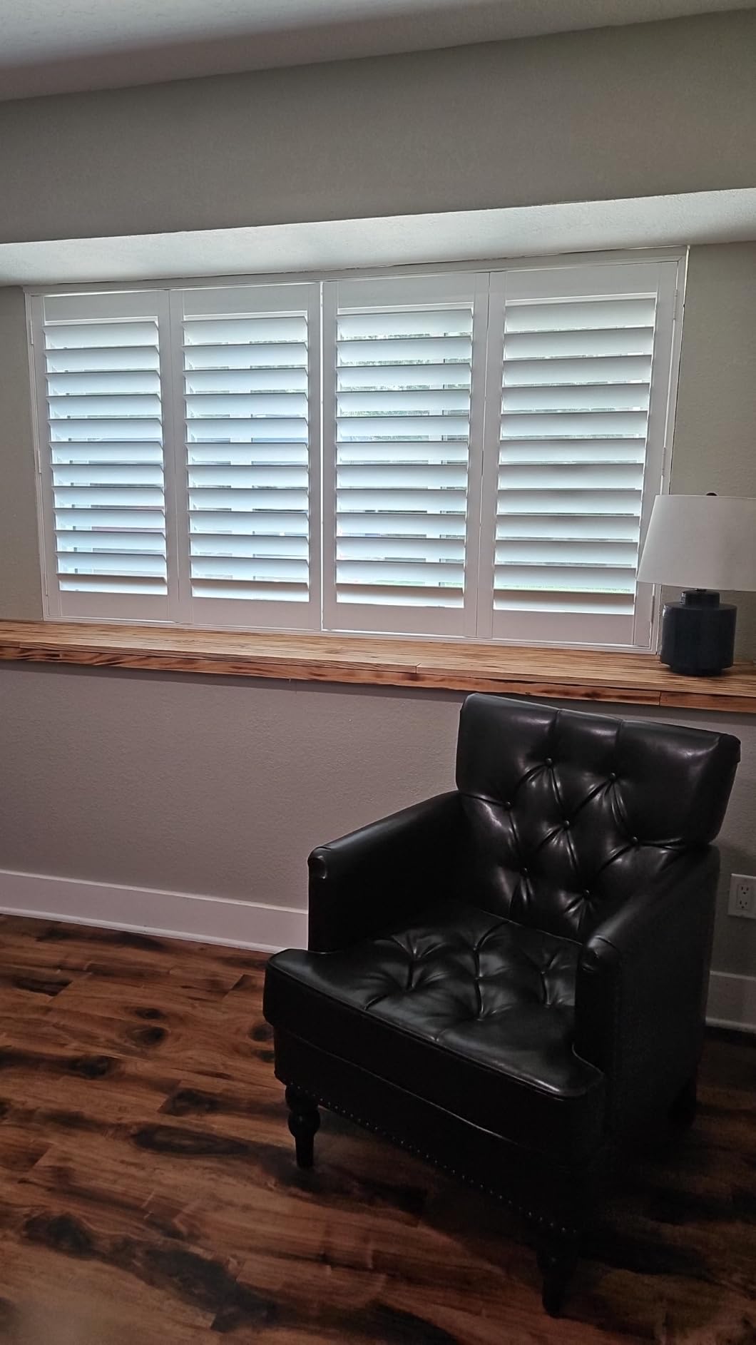 Plantation Shutters for Interior Windows,White,Faux Wood,Custom Made | Interior/Inside,Humidity-Resistant,Protect Privacy,Adjust light,for Bath,Kitchen,Livingroom, Bedroom,Eco-friendly,Blackout customer photo 1