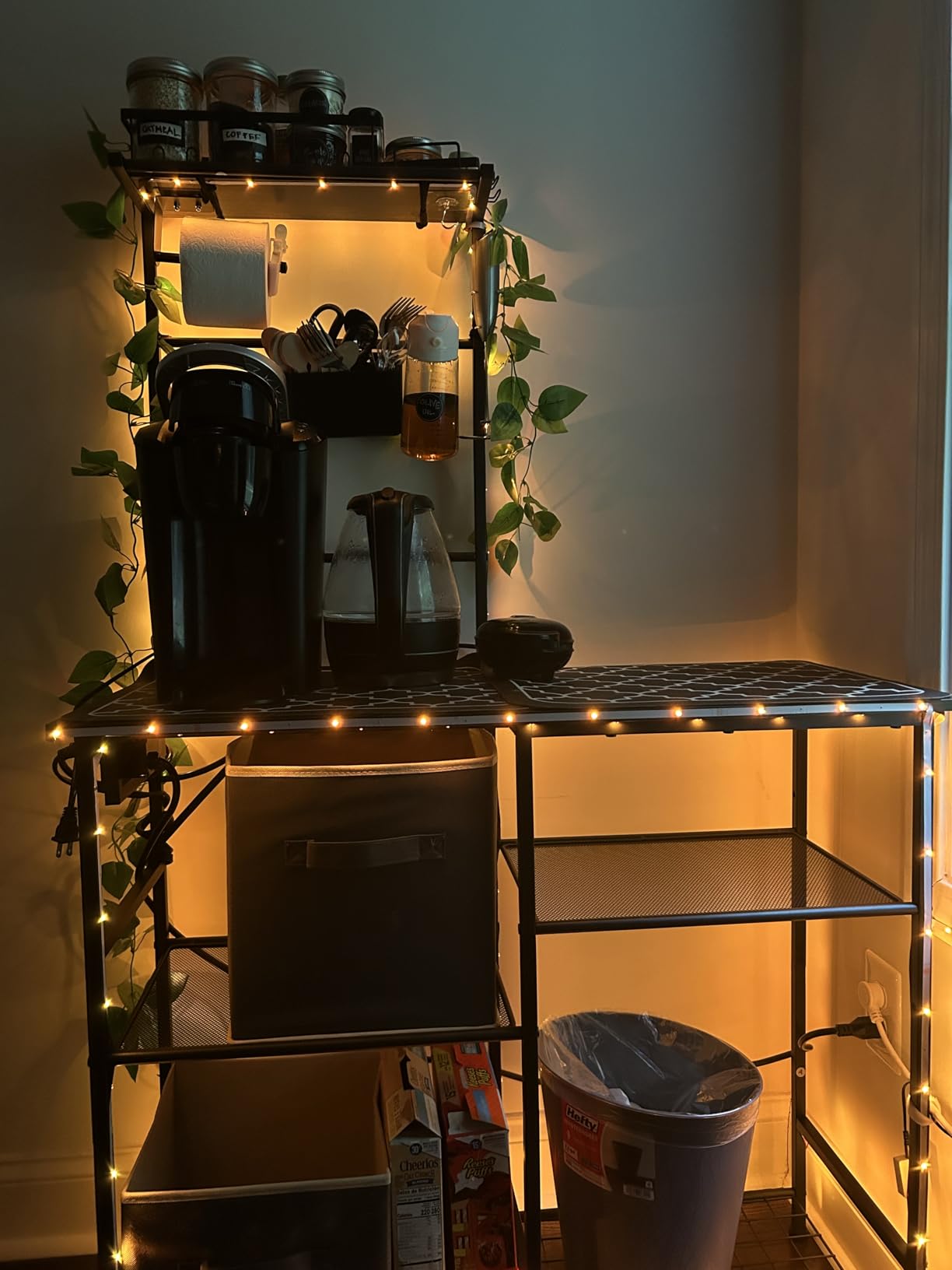 3IngSeagulls Bakers Rack with Power Outlet, Kitchen Microwave Stand with 10 S-shaped Hooks, 6-Tier Coffee Bar Station, Kitchen Storage Shelf Rack for Spices, Pots, Rustic Brown customer photo 2