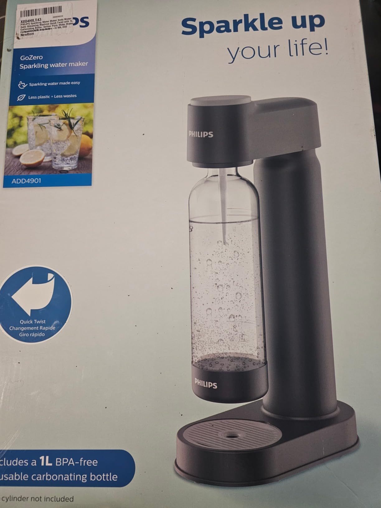 Philips Sparkling Water Maker & Soda Streaming Machine, ADD4901BKOQ/37 | Soda Maker with 1L PET BPA-Free Quick Twist Carbonating Bottle, Compatible with 60L CO2 Cylinder (Cylinde Not Included) customer photo 2
