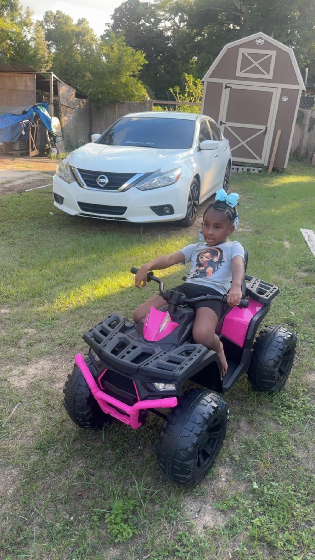 Kids ATV 4 Wheeler, 24V 2 Seater Electric ATV Quad w/4WD Motor, Protective Gear Set, Bluetooth, LED Lights, Spring Suspensions, Battery Powered Ride on Toys for Big Kids, Boys, Girls, Black customer photo 2