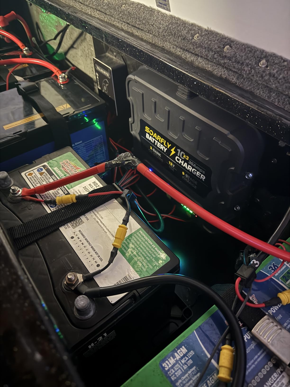 SOARFLY 2 Bank Marine Battery Charger, 10A (5A/Bank) 12V Waterproof On BOAD Boat Battery Charger, Battery Maintainer & Desulfator for SLA/AGM, Lithium (LiFePO4), Calcium & Deep-Cycle Battery customer photo 1