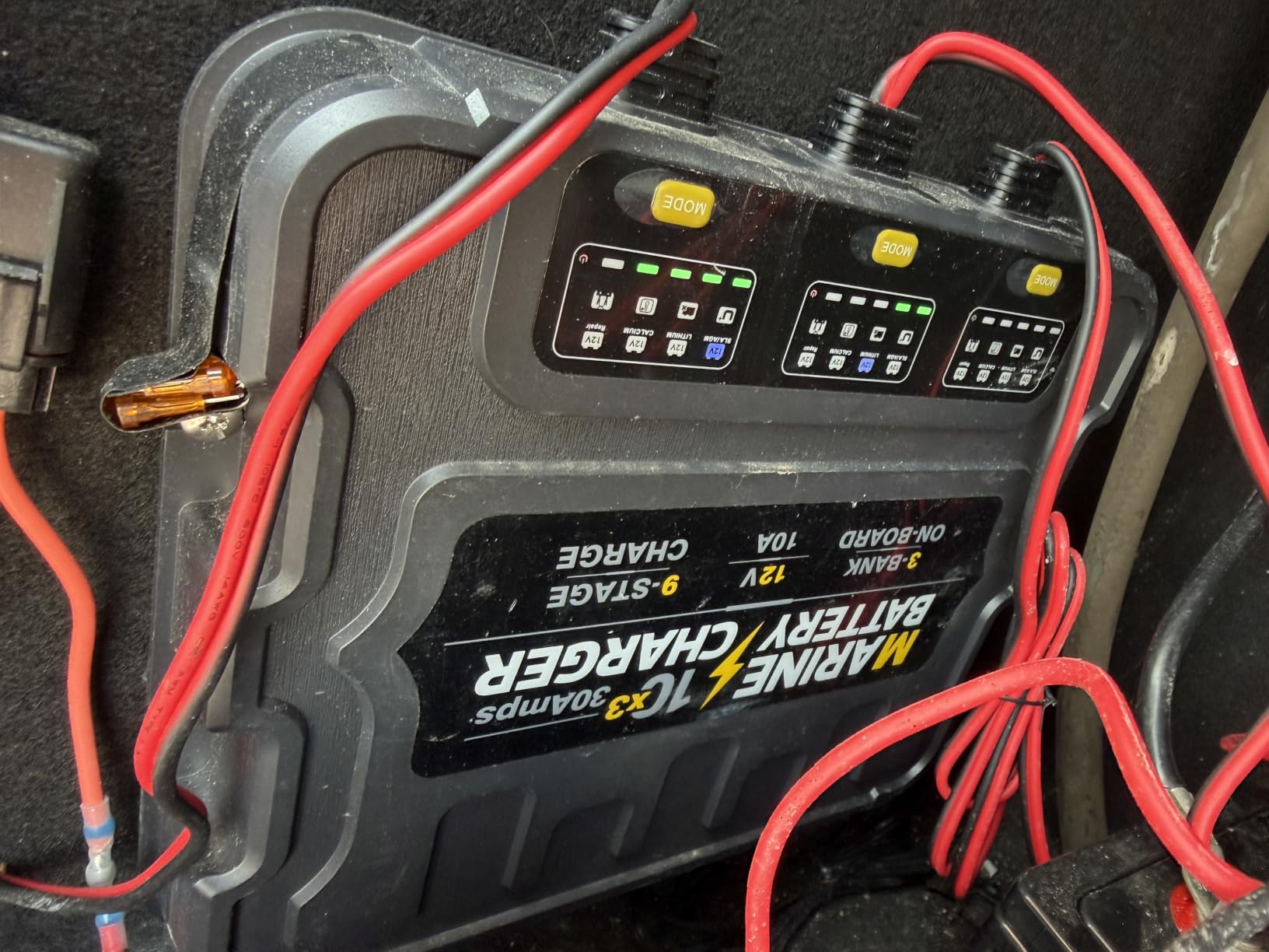 SOARFLY 2 Bank Marine Battery Charger, 10A (5A/Bank) 12V Waterproof On BOAD Boat Battery Charger, Battery Maintainer & Desulfator for SLA/AGM, Lithium (LiFePO4), Calcium & Deep-Cycle Battery customer photo 2