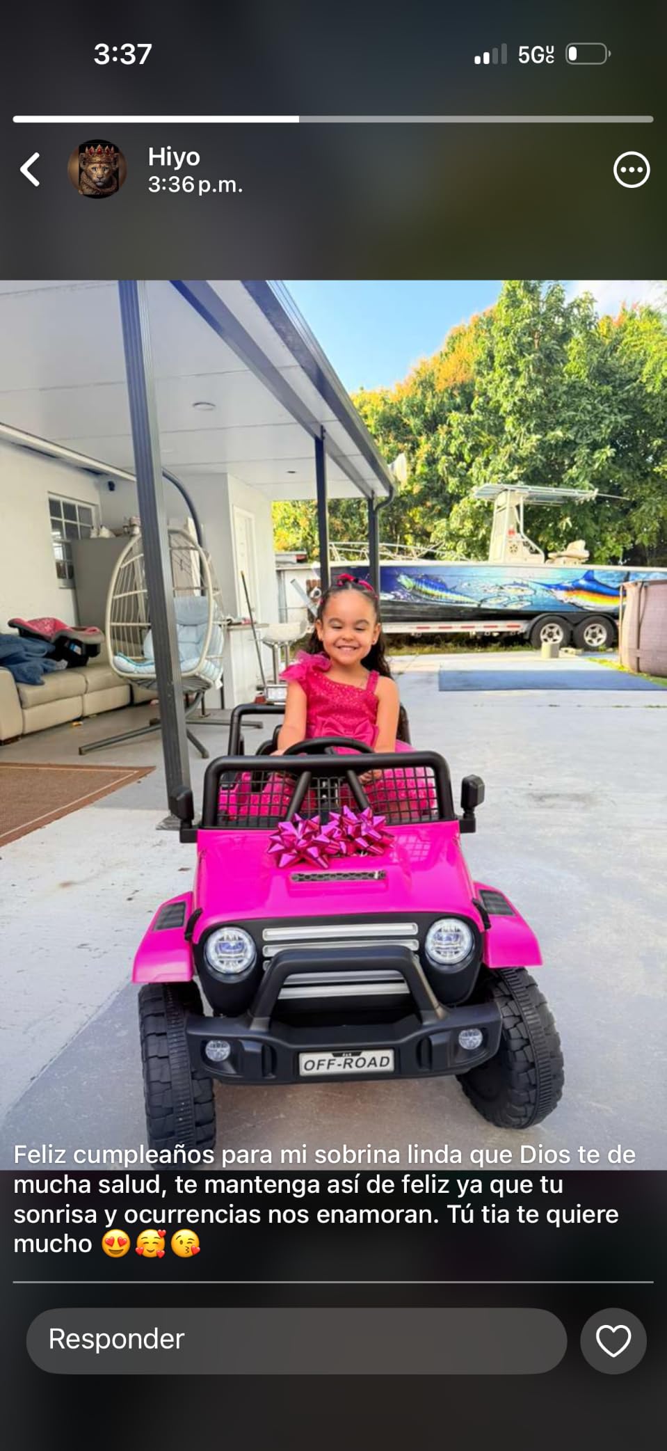 24V Ride on Toys, 2 Seater Kids Electric Car w/Remote Control, 4X4 Motor, 3 Speed, Bluetooth Music, Spring Suspension, LED Light, Off Road Power Car Wheel for Boys Girls Ages 3-8(Pink) customer photo 1