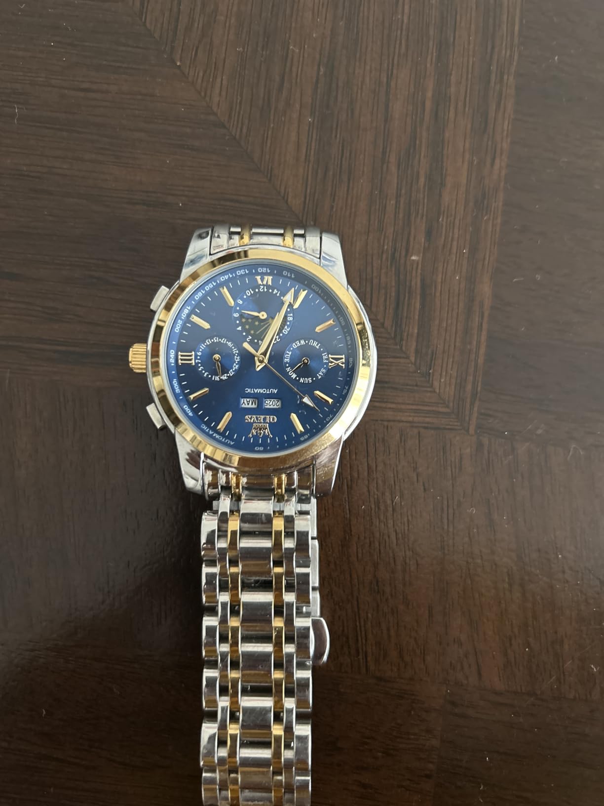 OLEVS Automatic Men Watch Self Winding Mechanical Luxury Dress Moon Phase Stainless Steel Waterproof Luminous Calendar Wrist Watch customer photo 2