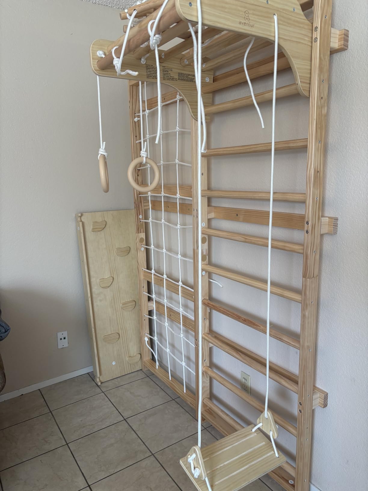 Avenlur Neem Swedish Ladder Wall Gym Adult & Kids Climbing Wall (79 in) | 5-in-1 kids home gym: climbing wall kids love, indoor swing for kids, pull up bar for kids, stair slides indoor for kids customer photo 2