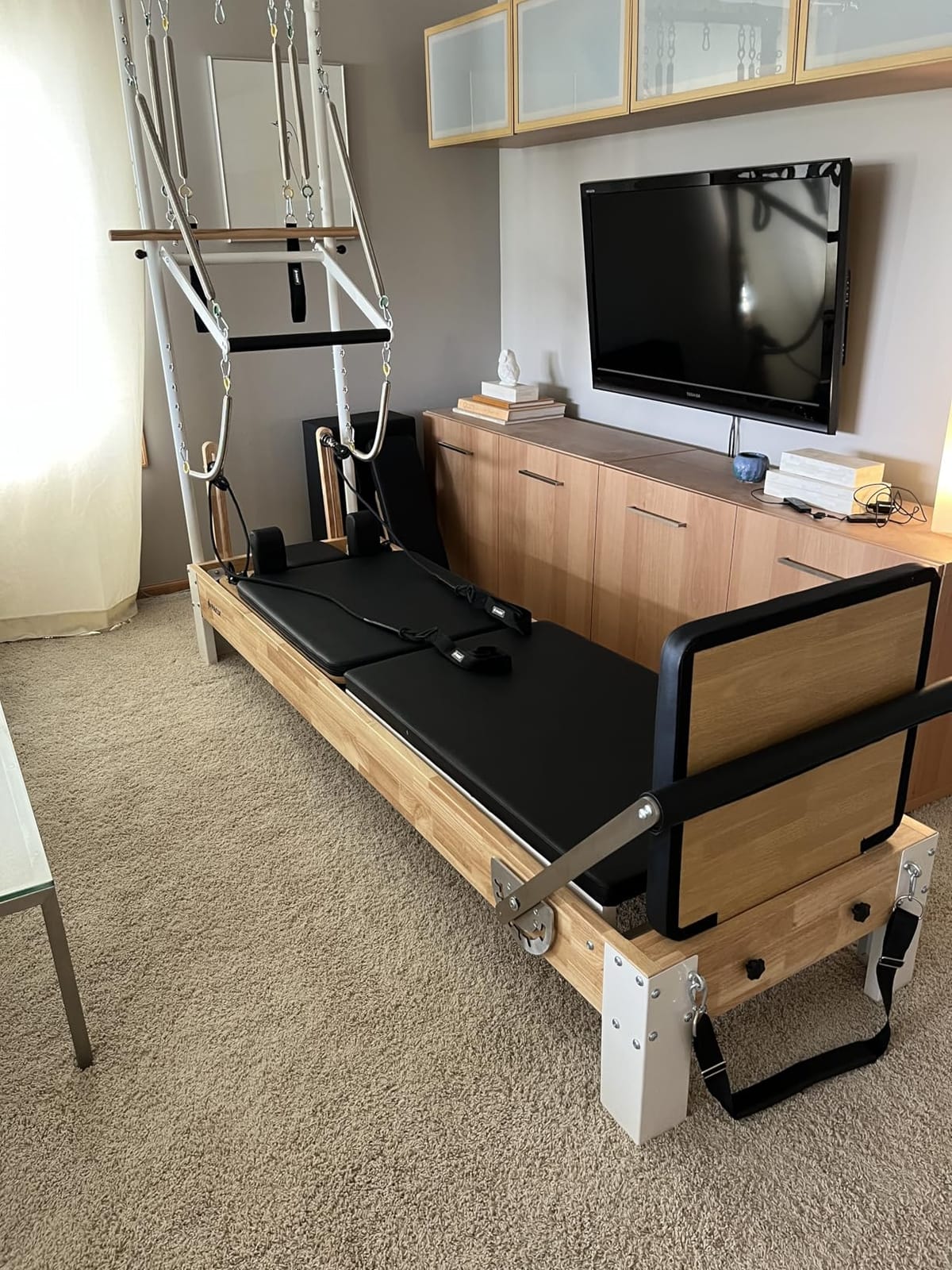 PAETA Pilates Reformer, Wooden Reformer Pilates Machine with Tower & Mat, Pilates Equipment for Home Workout and Studio, Includes Sitting Box, Jumpboard customer photo 2