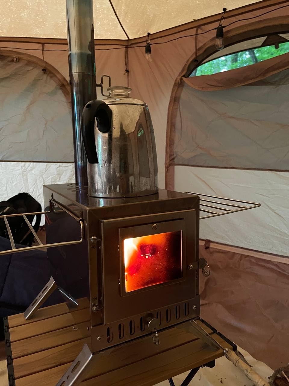 unho Stainless Hot Tent Stove Crack-Resistant Ceramic Glass Outdoor camping customer photo 2