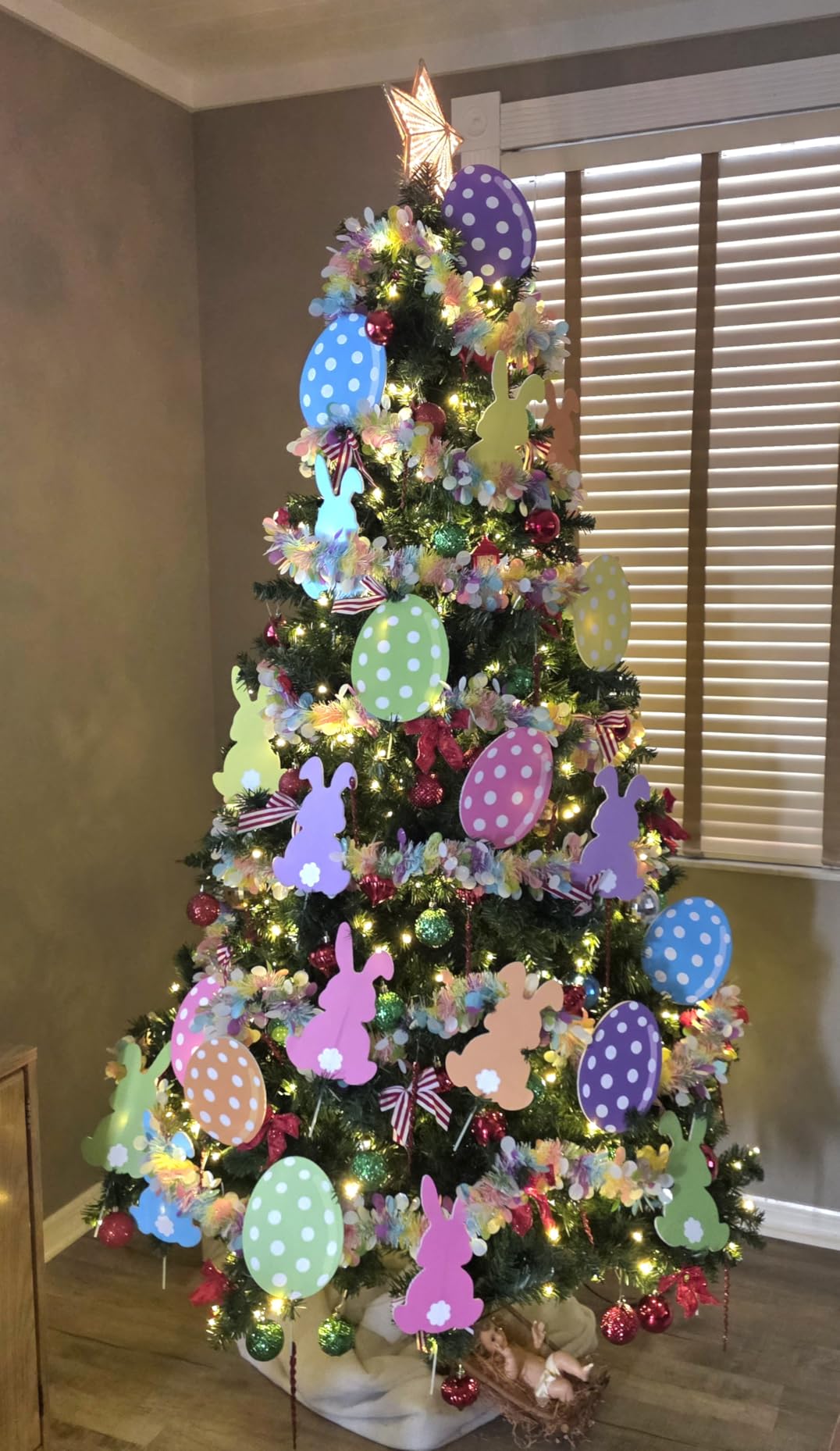 Easter Garland Decor,50Ft Glitter Tinsel Spring Garland Decorations for Tree Mantle Bedroom Office Classroom Party Indoor Outdoor Holiday Home Pink Yellow Blue Green White customer photo 2