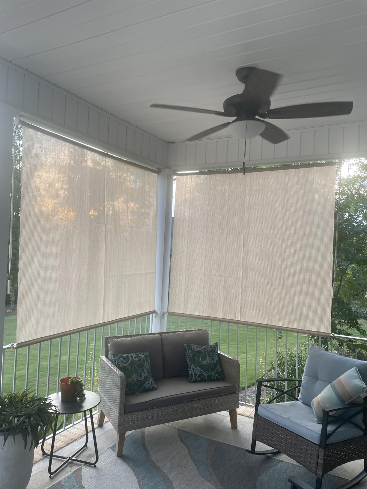 AOSKY Outdoor Roller Shades, Cordless Patio Shades Roll Up Outdoor Blinds | 96
