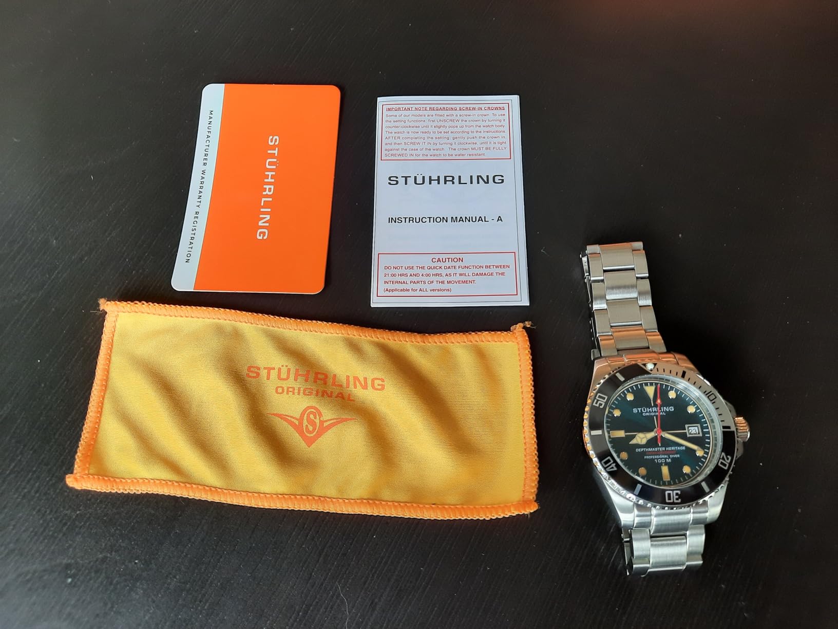 Stuhrling Depthmaster Heritage Diver Swiss Quartz Watch, 42mm, Stainless Steel, 100M Water Resistant customer photo 1
