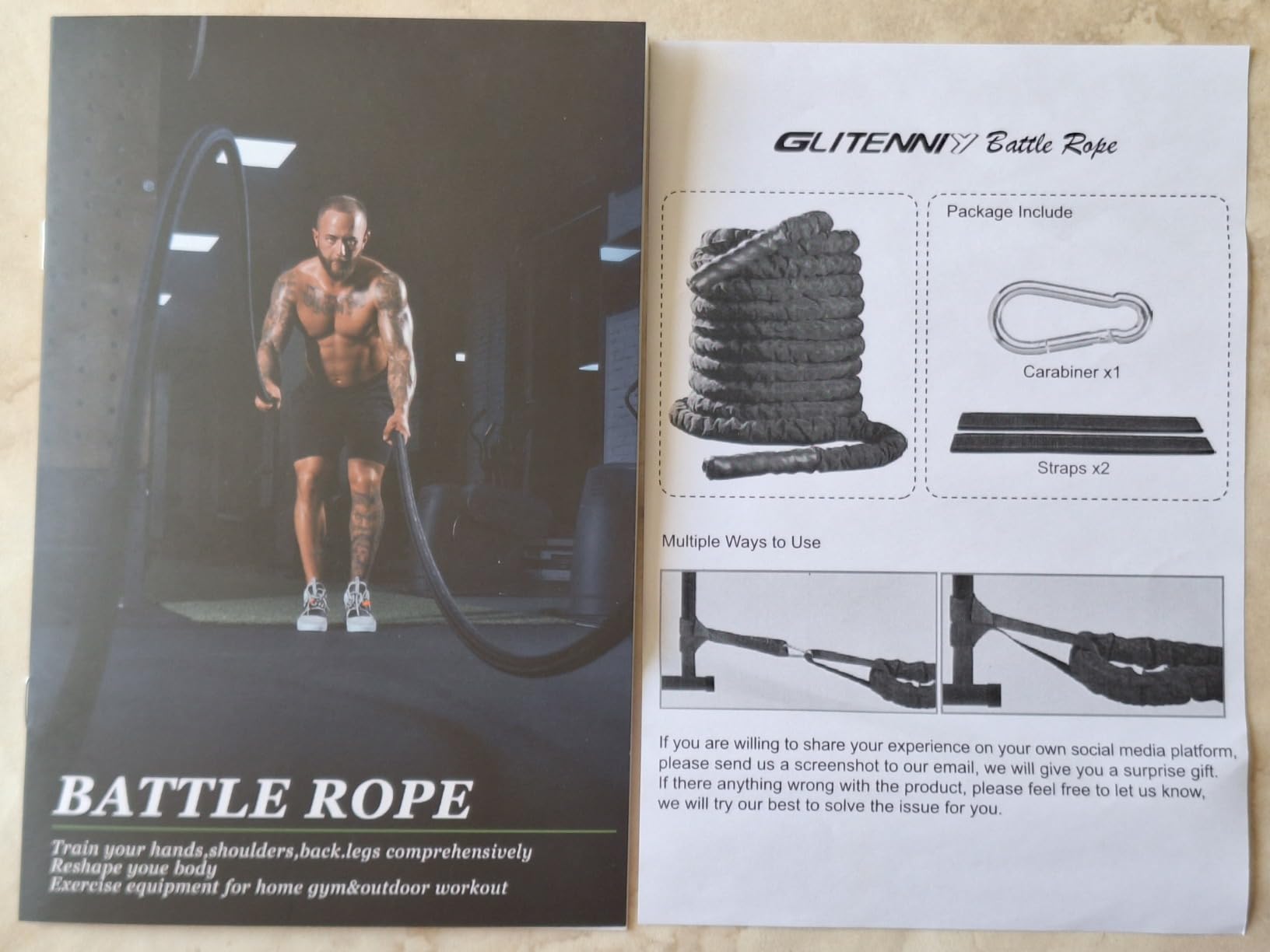 Battle Ropes Black Workout Rope 1 inch Battle Ropes for Home Gym 30ft Exercise Ropes for Working Out Heavy Ropes for Exercise Training Weighted Rope Weighted Workout Rope Battle Rope customer photo 1