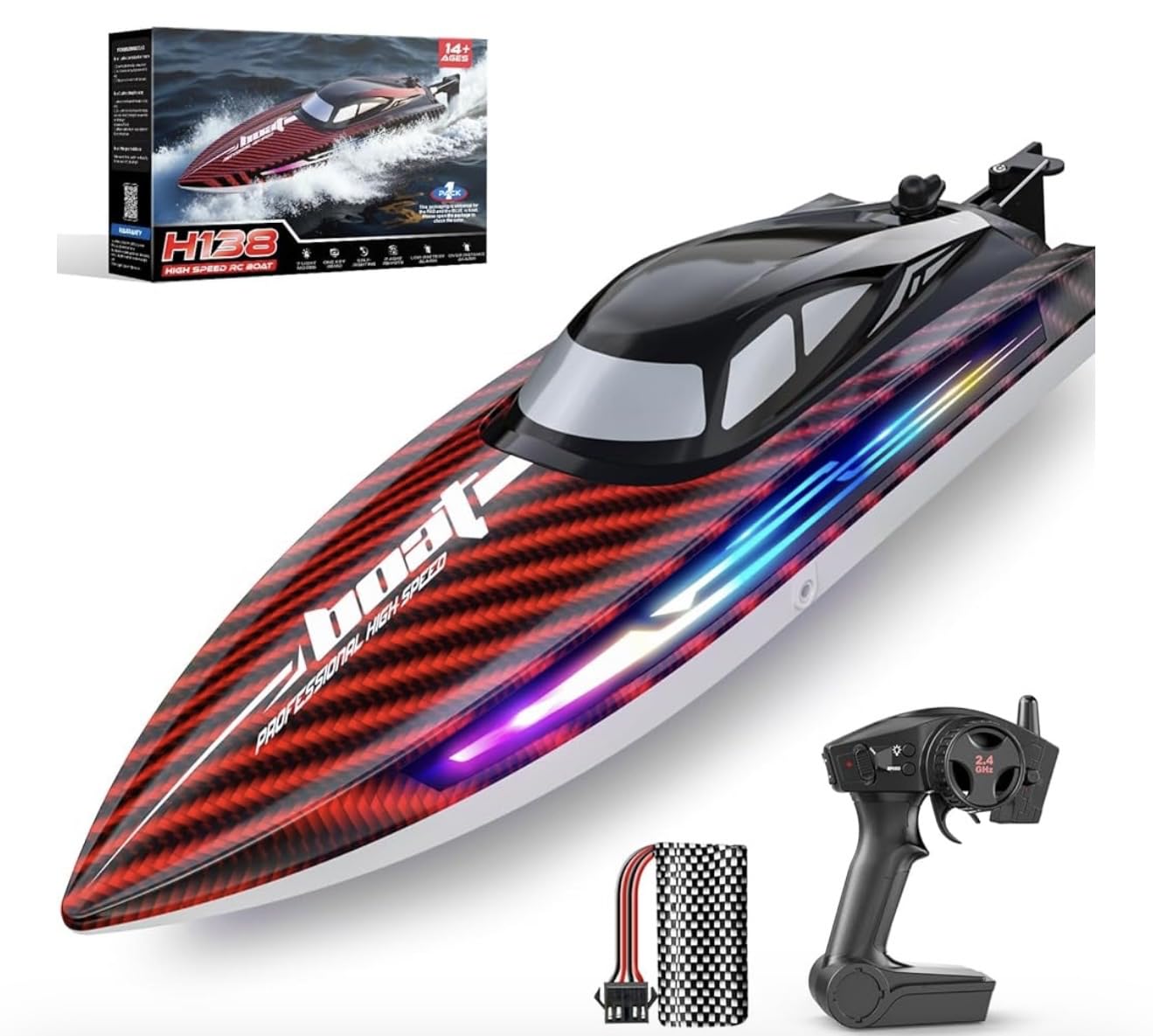 30KMH RC Remote Control Boat with 7 LED Light Modes Waterproof Electric customer photo 2