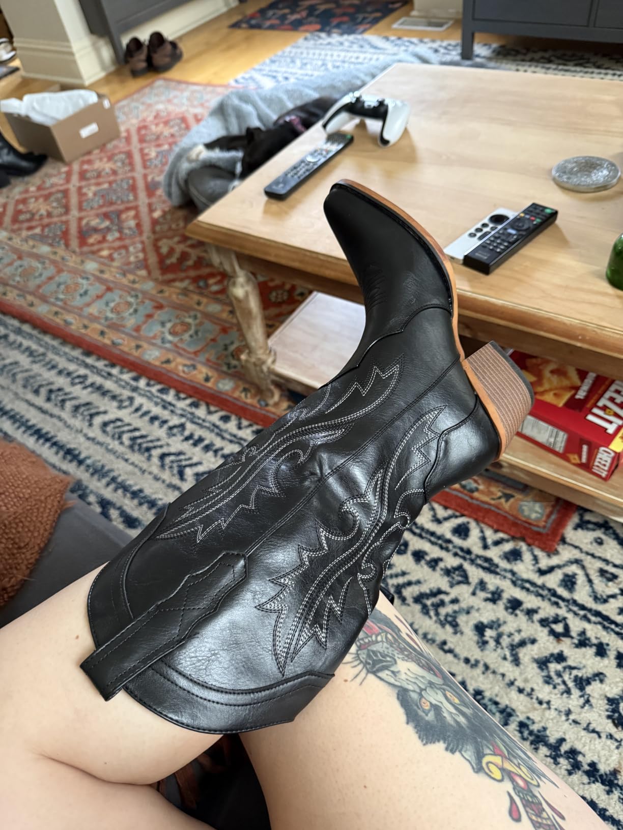 IUV Cowboy Boots For Women Western Cowgirl Boots Mid Calf Snip Toe customer photo 2