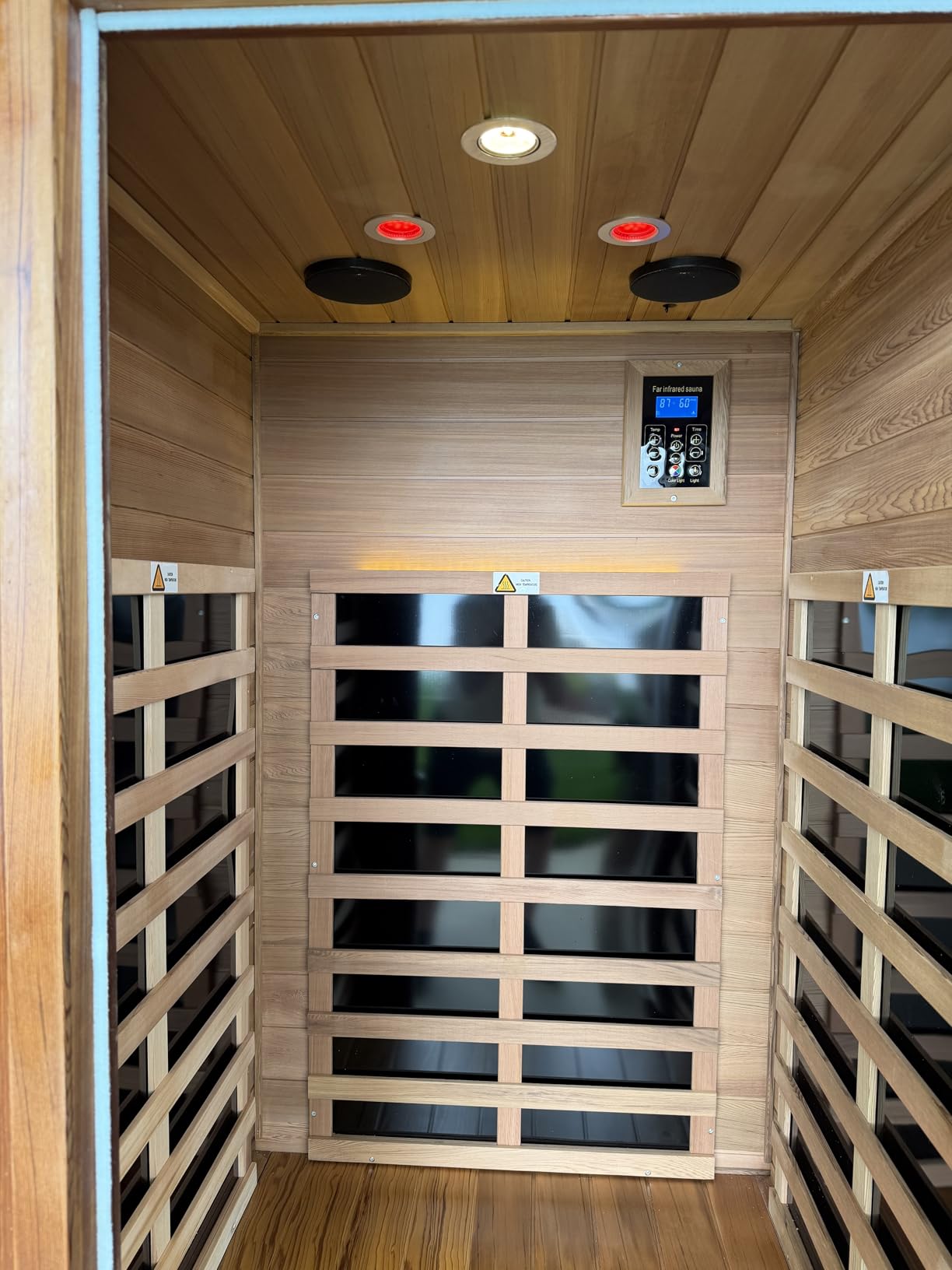 LTCCDSS Ultra-Low EMF Outdoor Mahogany Sauna 4 Person Far Infrared Sauna for Home EMF Average 0.5 mG, Withstand Outdoor Temp -10℉-149℉ Chromotherapy, Bluetooth Speaker customer photo 1