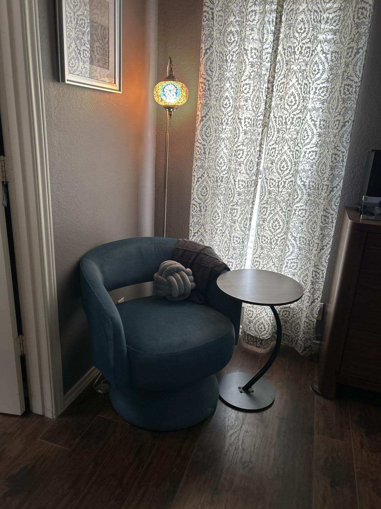 Lexicon Swivel Accent Chair, Modern Velvet Round Barrel Chair, Taupe customer photo 1