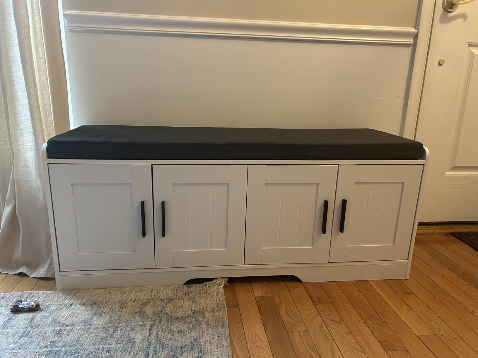 Homleke Shoe Storage Bench, 4 Doors & Thickened Padded Seat Cushion customer photo 2