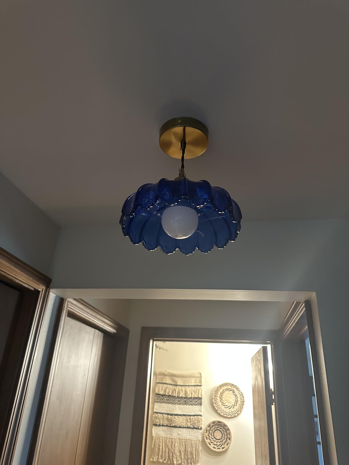 XZHGCEE Pendant Lights Kitchen Island: Amber Glass Hanging Light Fixture with Rotating Switch, E26 Base - Modern Lighting for Dining Room, Bedroom & Living Room customer photo 2