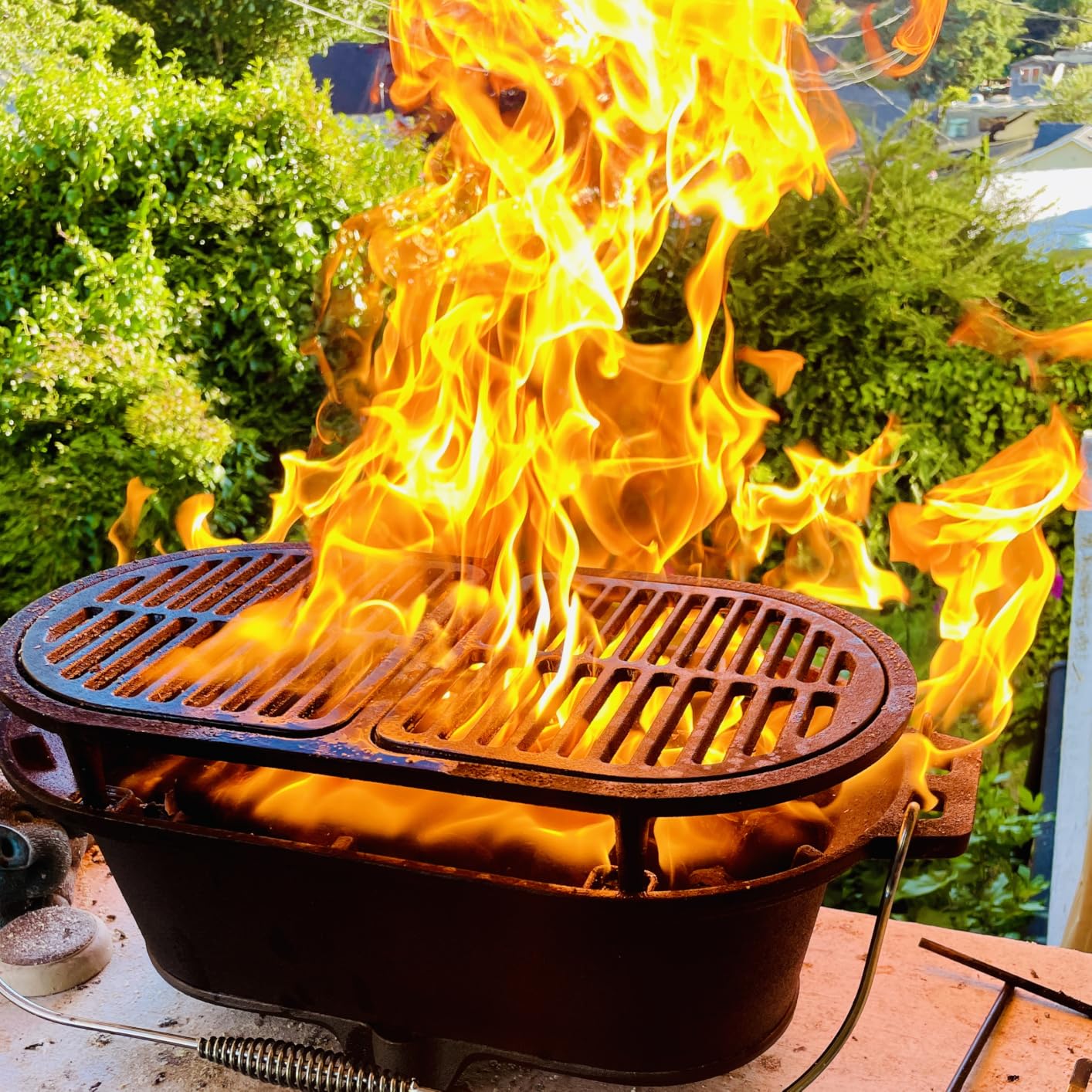 VIVOHOME Rectangle Cast Iron Charcoal Grill with Double-Sided Grate customer photo 1