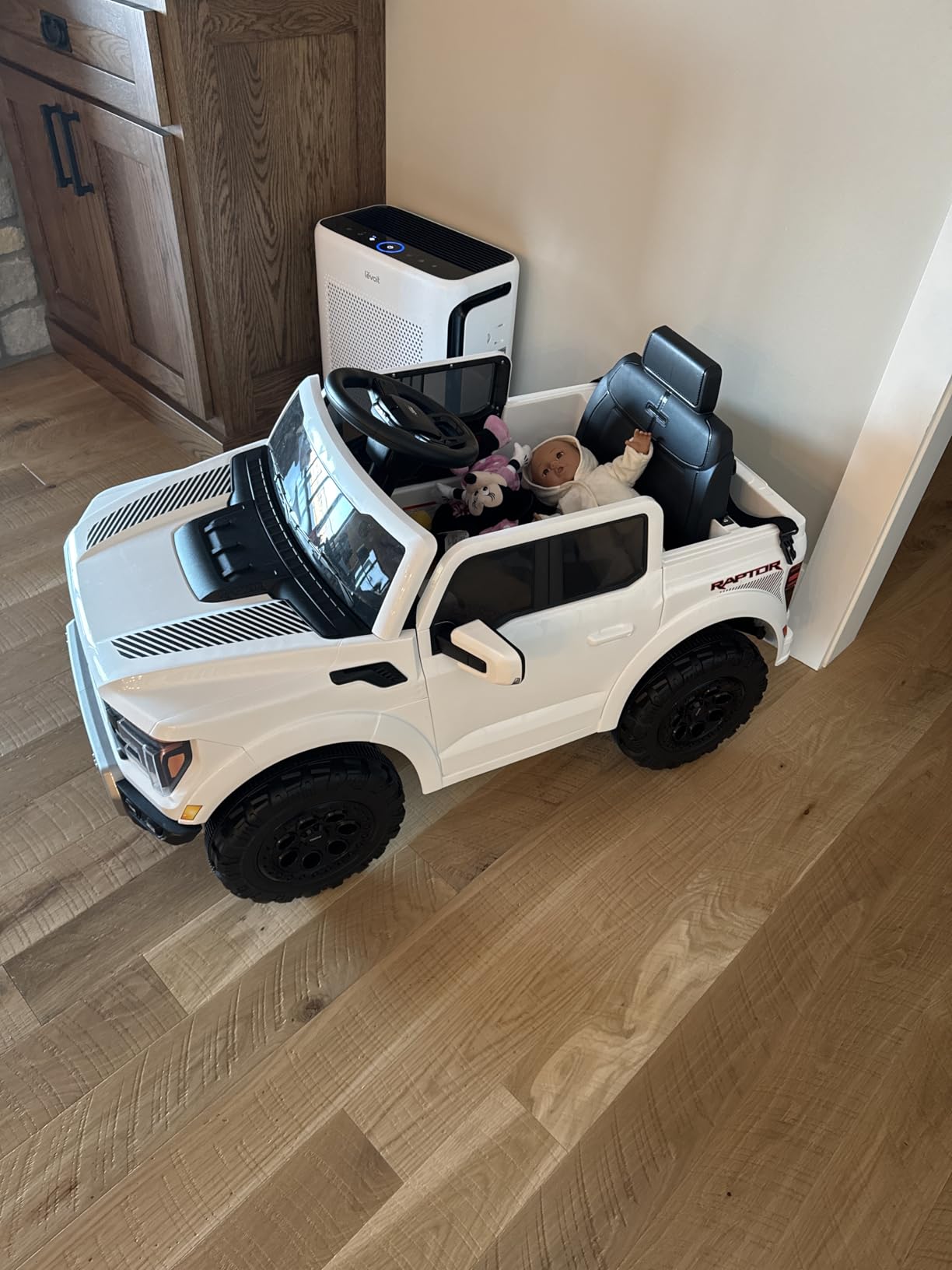 First Ride On 12V Licensed Ford F-150 Raptor Kids Ride on Toy, Ride on Truck with Parent Remote Control, Electric Car for Kids with Truck Bed Storage, 3 Point Safety Belt, LED Lights (Black) customer photo 1