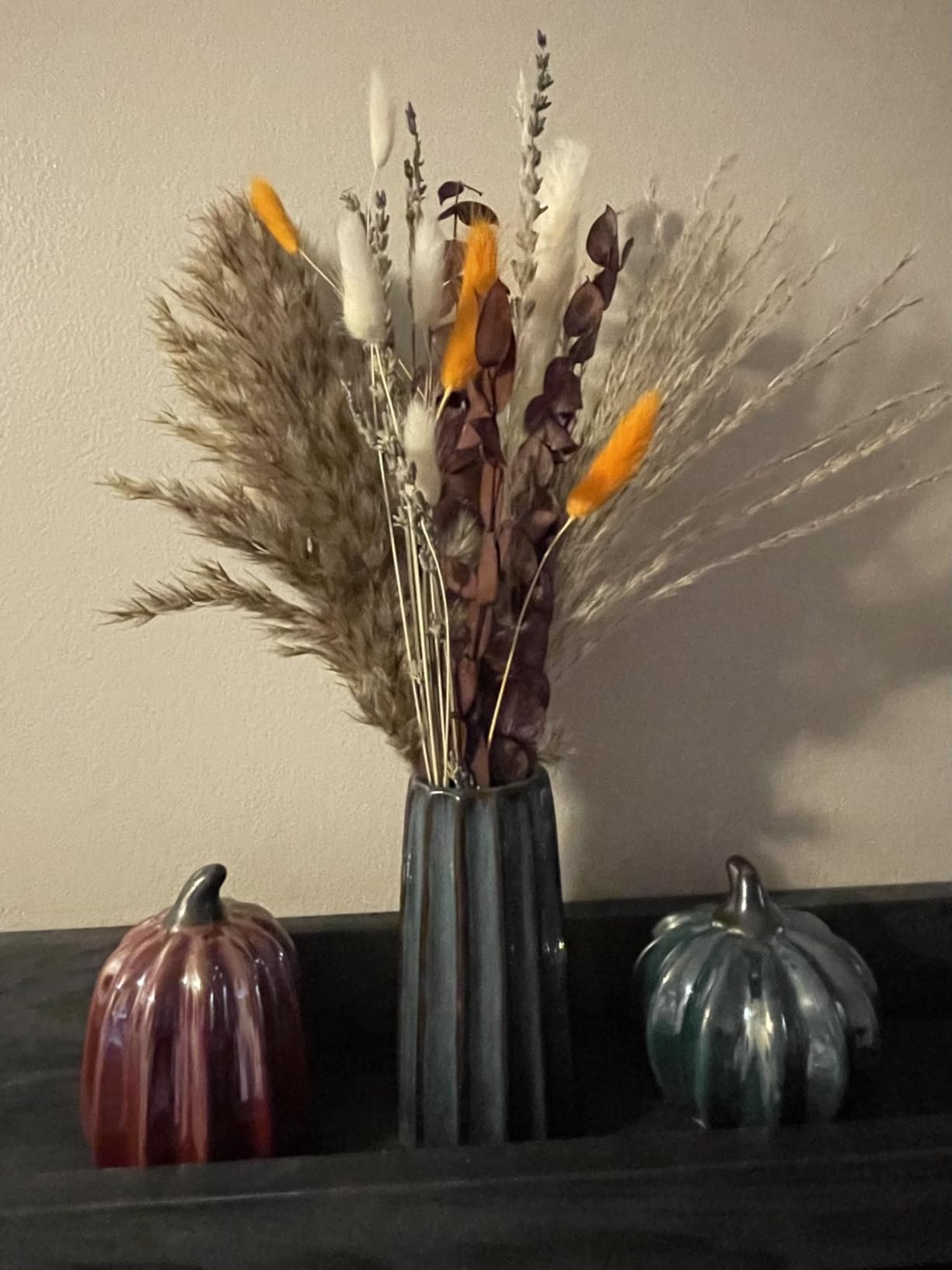 Fall Dried Flower Bouquet with Pampas Grass, Orange Bunny Tails, Lavender & Red Eucalyptus –Boho Fall Decor for Home, Vase, Porch & thanksgiving –Autumn Floral Arrangements for Fall Decorations Indoor customer photo 1